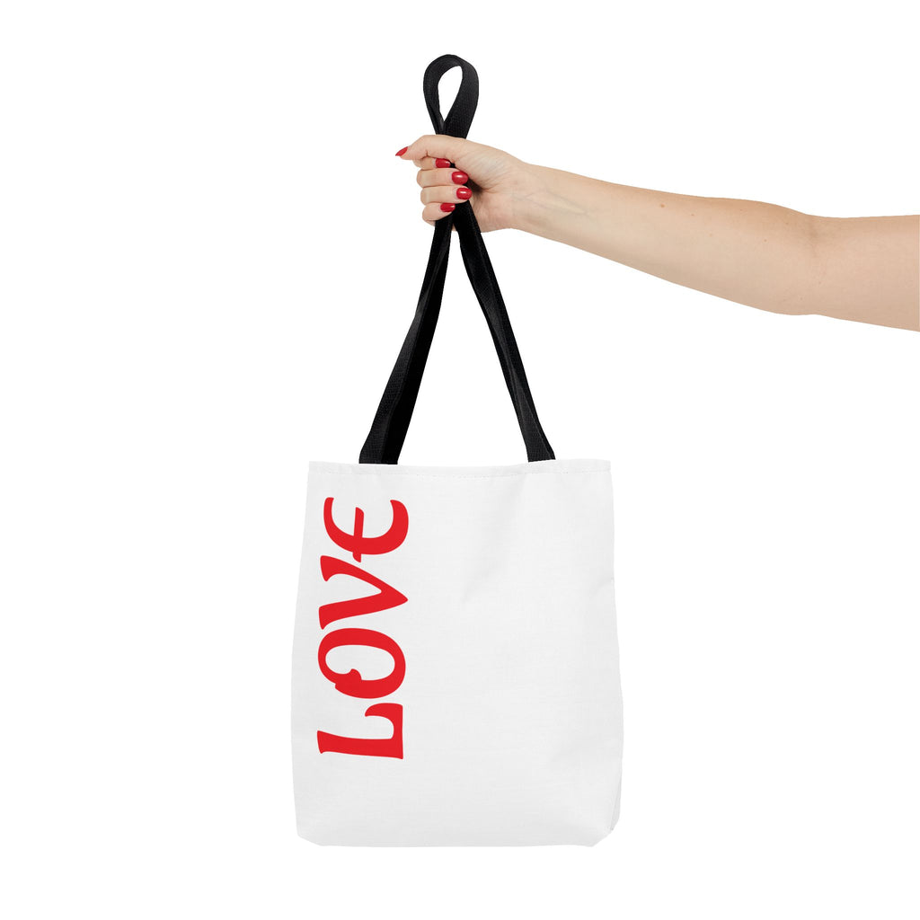 LOVE Vertical Red Tote Bag – Romantic Valentine’s Day Canvas Tote