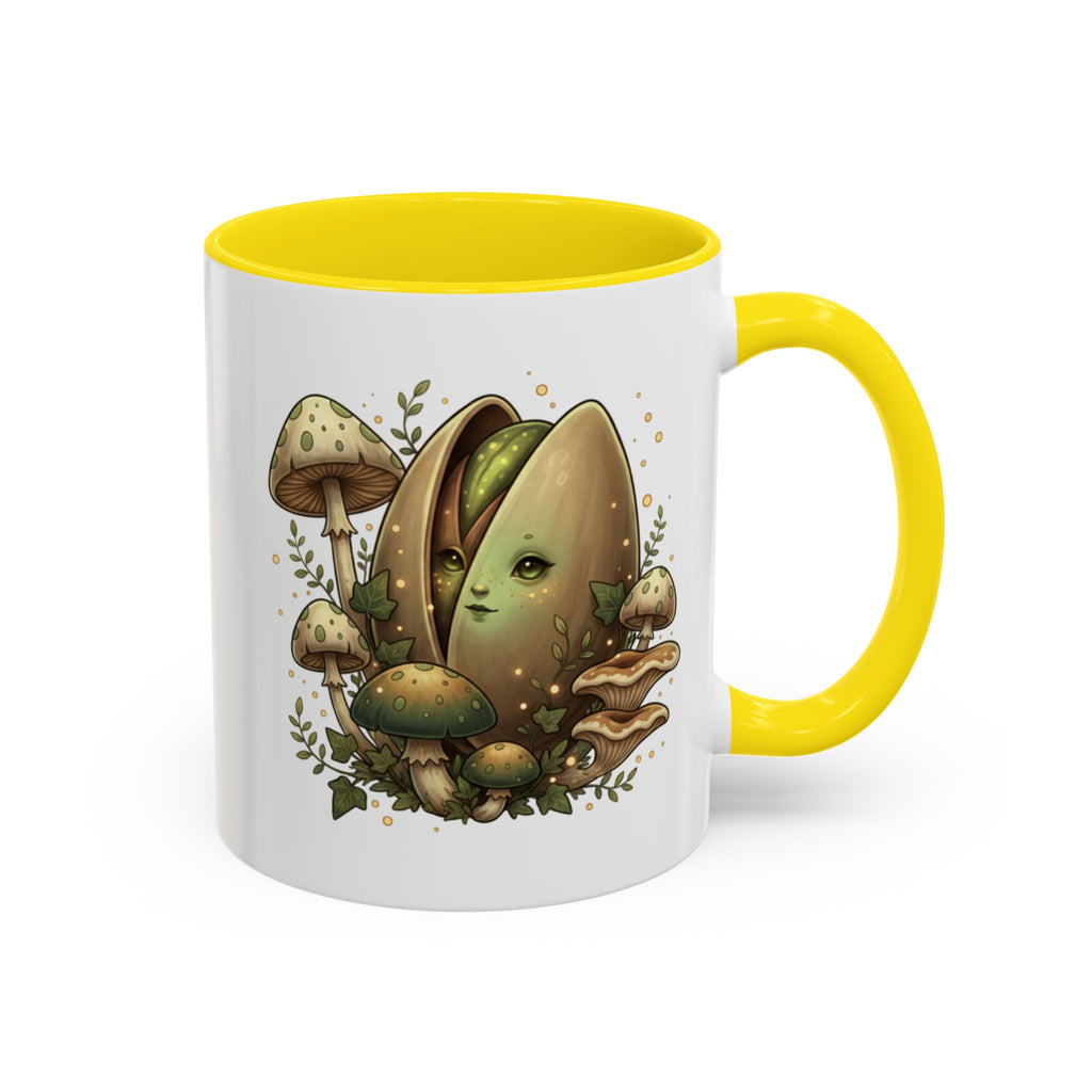 Mushroom Forest Accent Coffee Mug — Cute Woodland Fungi Design (11/15oz)