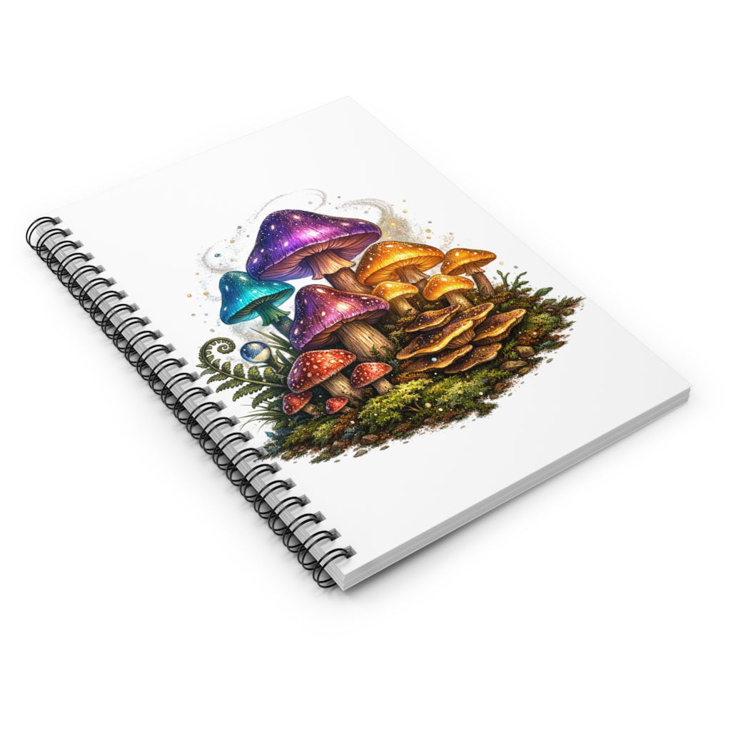 Mushroom Magic Spiral Notebook — Ruled Journal with Colorful Fantasy Fungi Cover