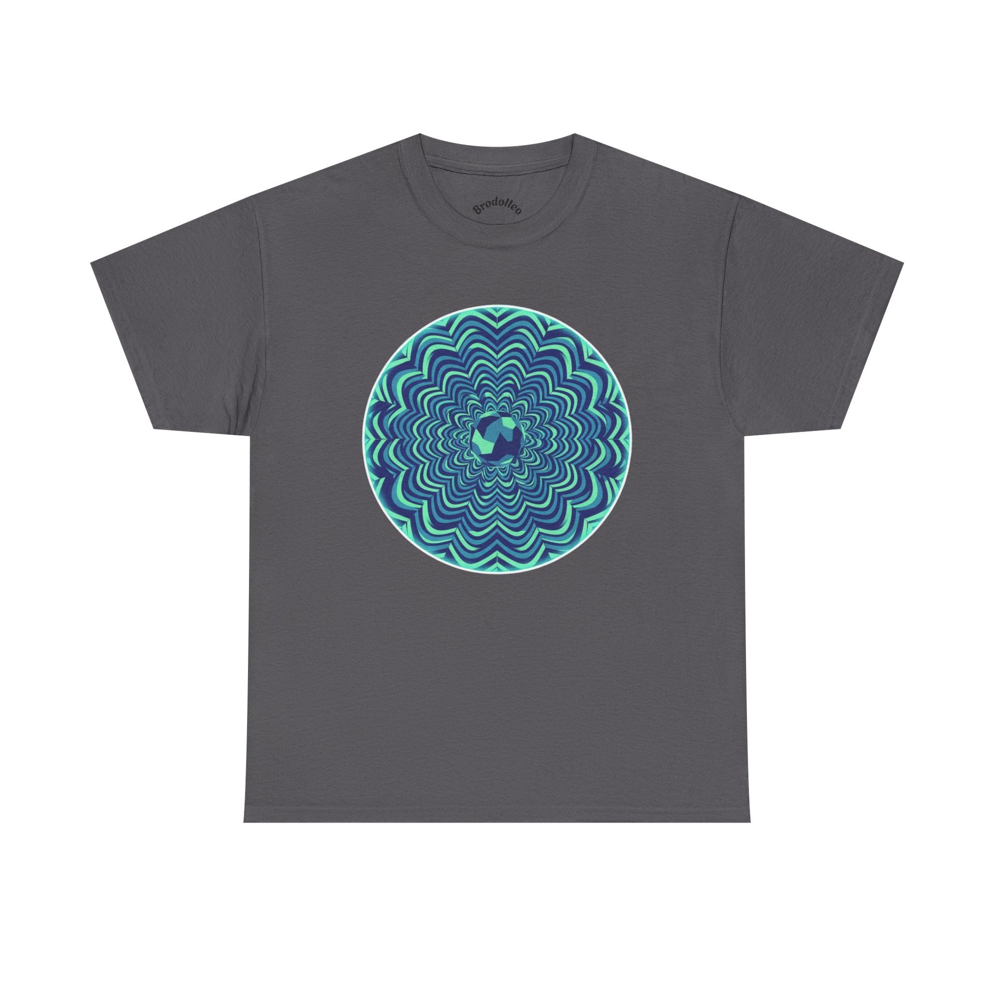 Psychedelic Mandala Tee — Blue Green Optical Spiral T-Shirt