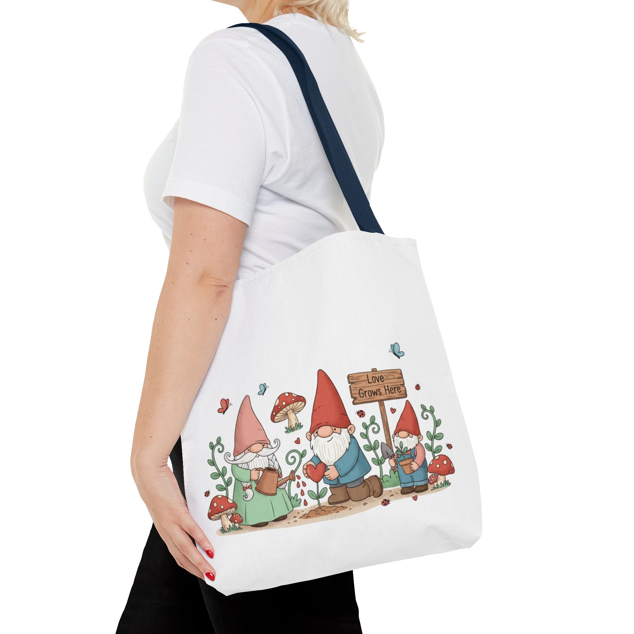 Gnome Garden Tote Bag – Cute Mushroom Gnomes All-Over Print
