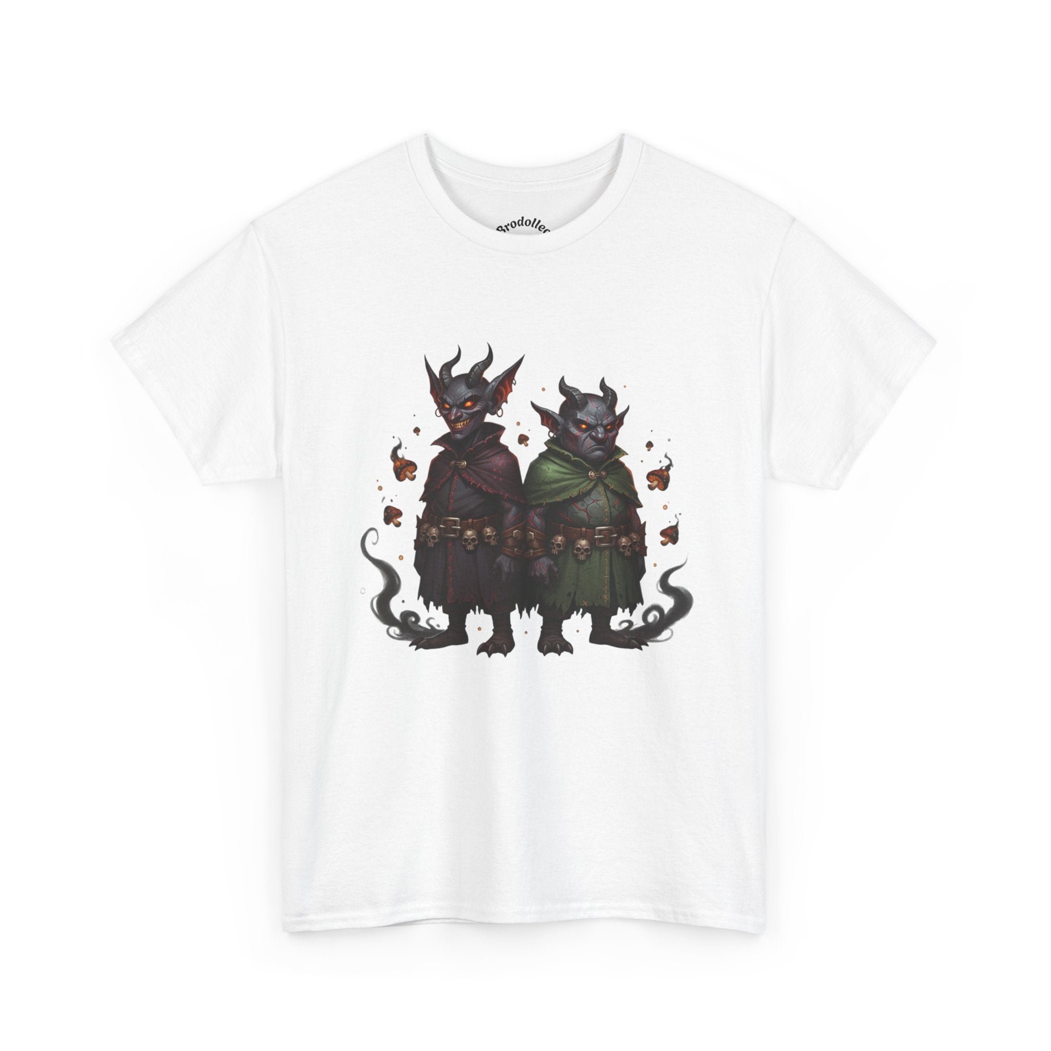Demonic Twins Graphic Tee — Gothic Fantasy Demon Couple T-Shirt