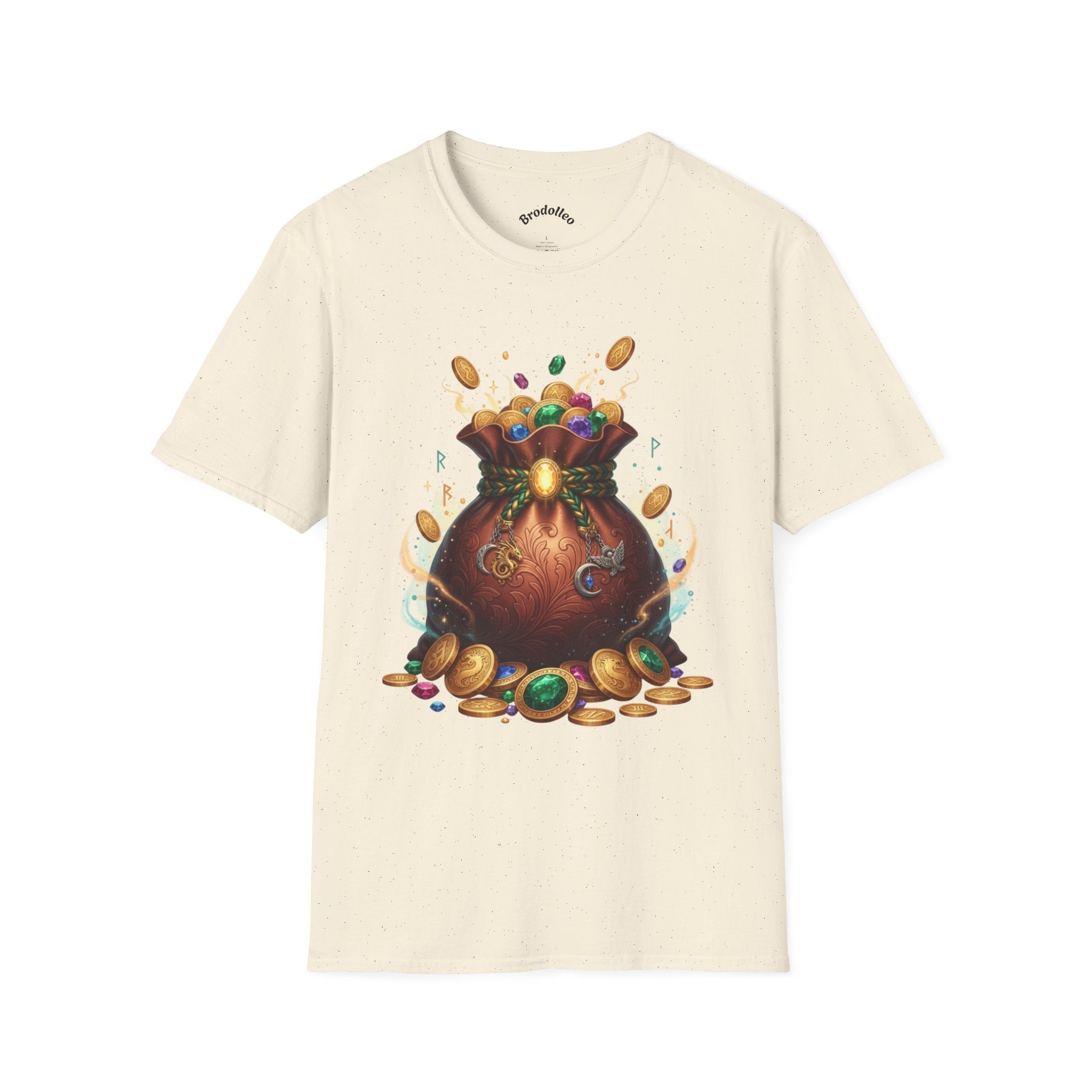 Treasure Pouch T-Shirt — Gold Coins & Gems Fantasy Graphic Tee