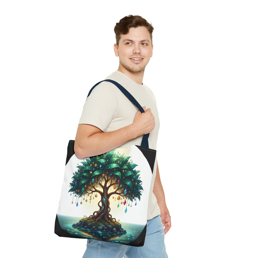 Enchanted Tree Tote Bag - Mystical Gem-Decorated Tree All-Over Print