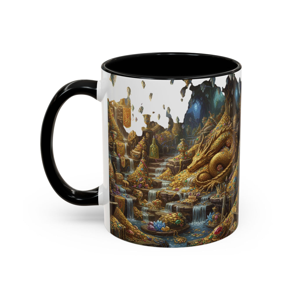 Dragon Hoard Accent Coffee Mug — Fantasy Treasure Landscape (11/15 oz)