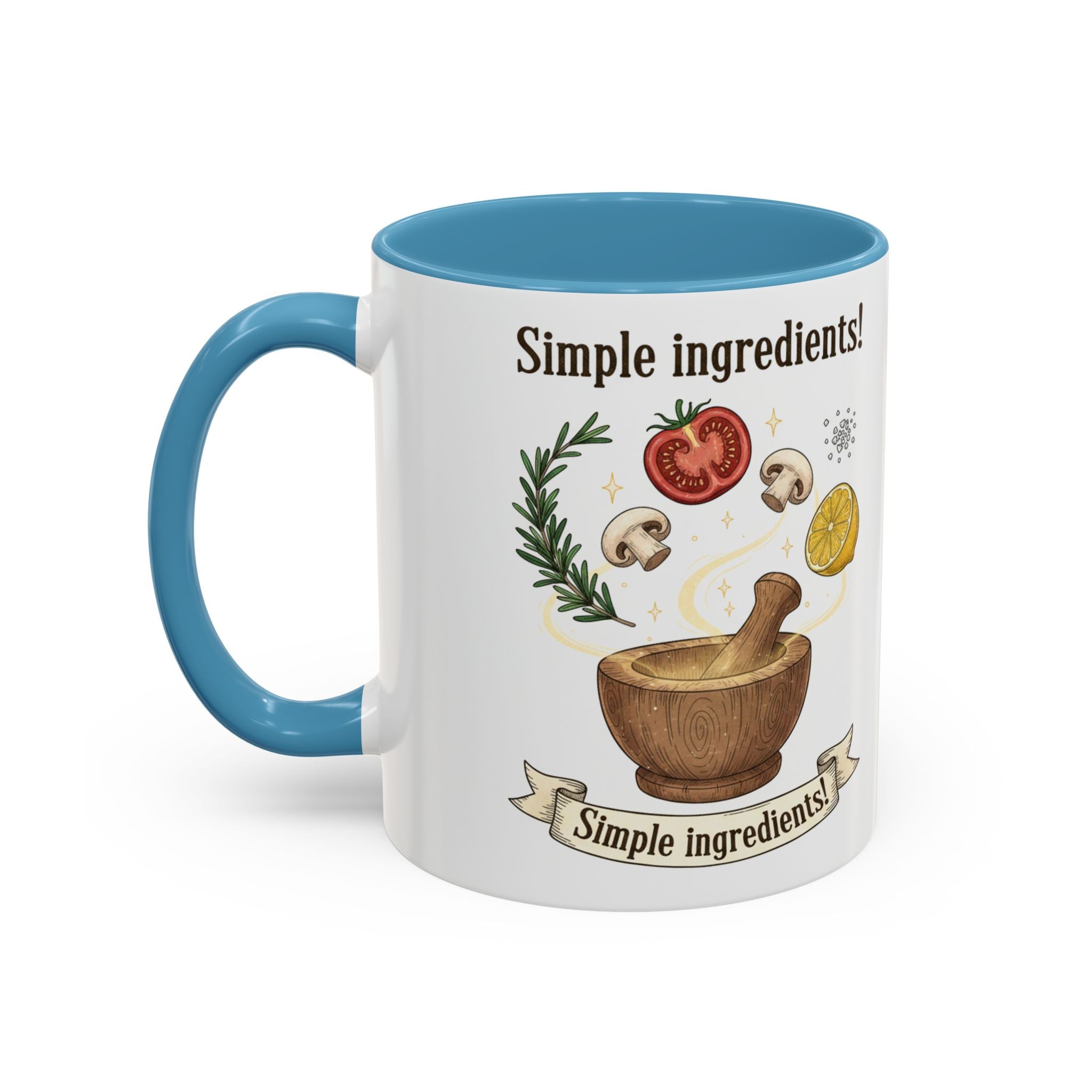 Simple Ingredients Coffee Mug — Cute Kitchen Mortar & Herbs Ceramic Accent Mug