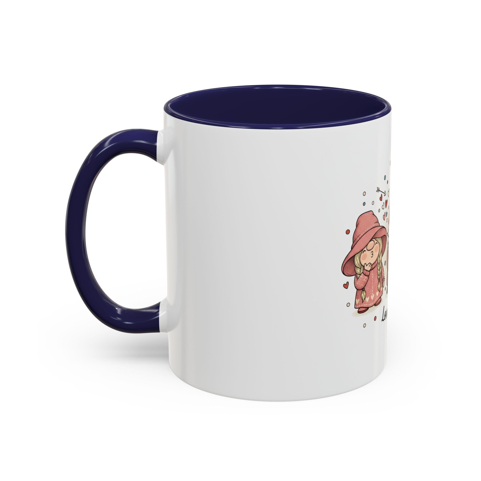 Love Gnomes Accent Coffee Mug — Cute Valentine Heart Gnome Tea Cup (11/15oz)