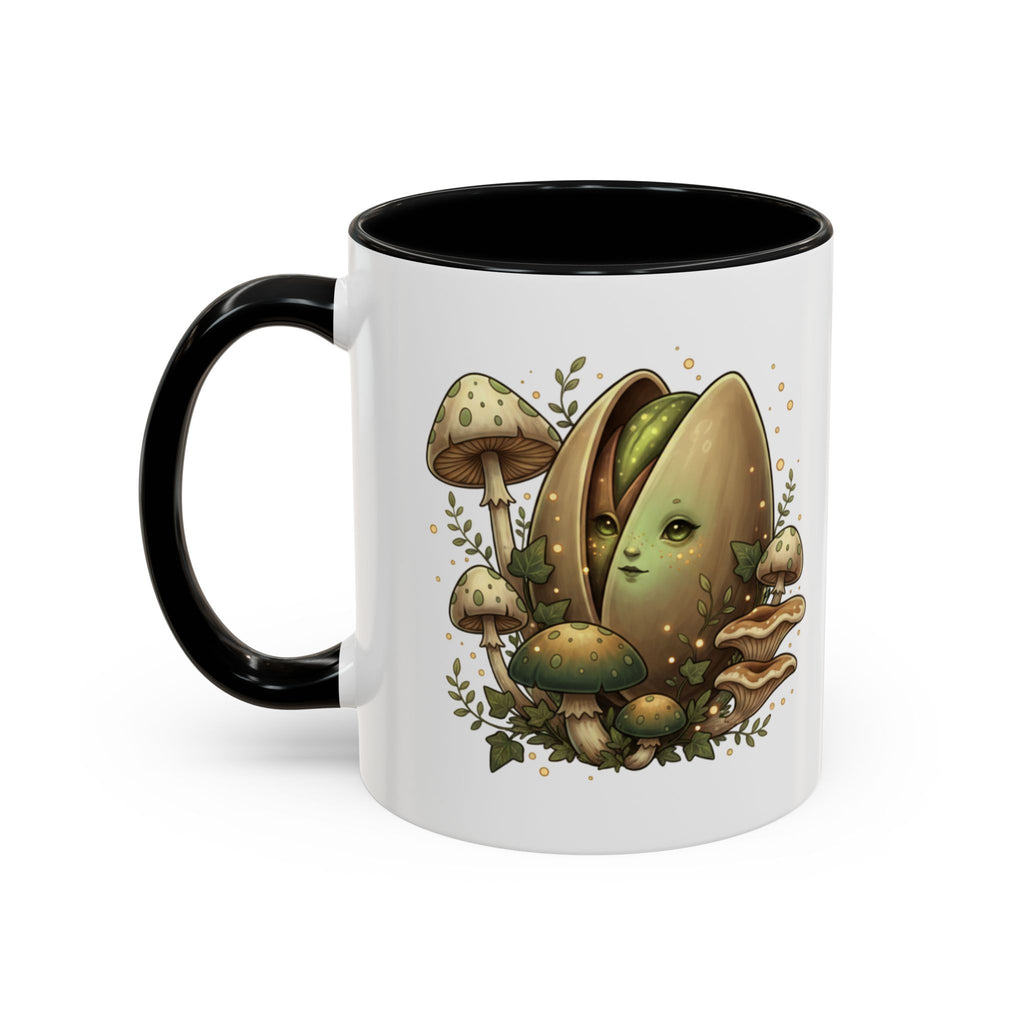 Mushroom Forest Accent Coffee Mug — Cute Woodland Fungi Design (11/15oz)