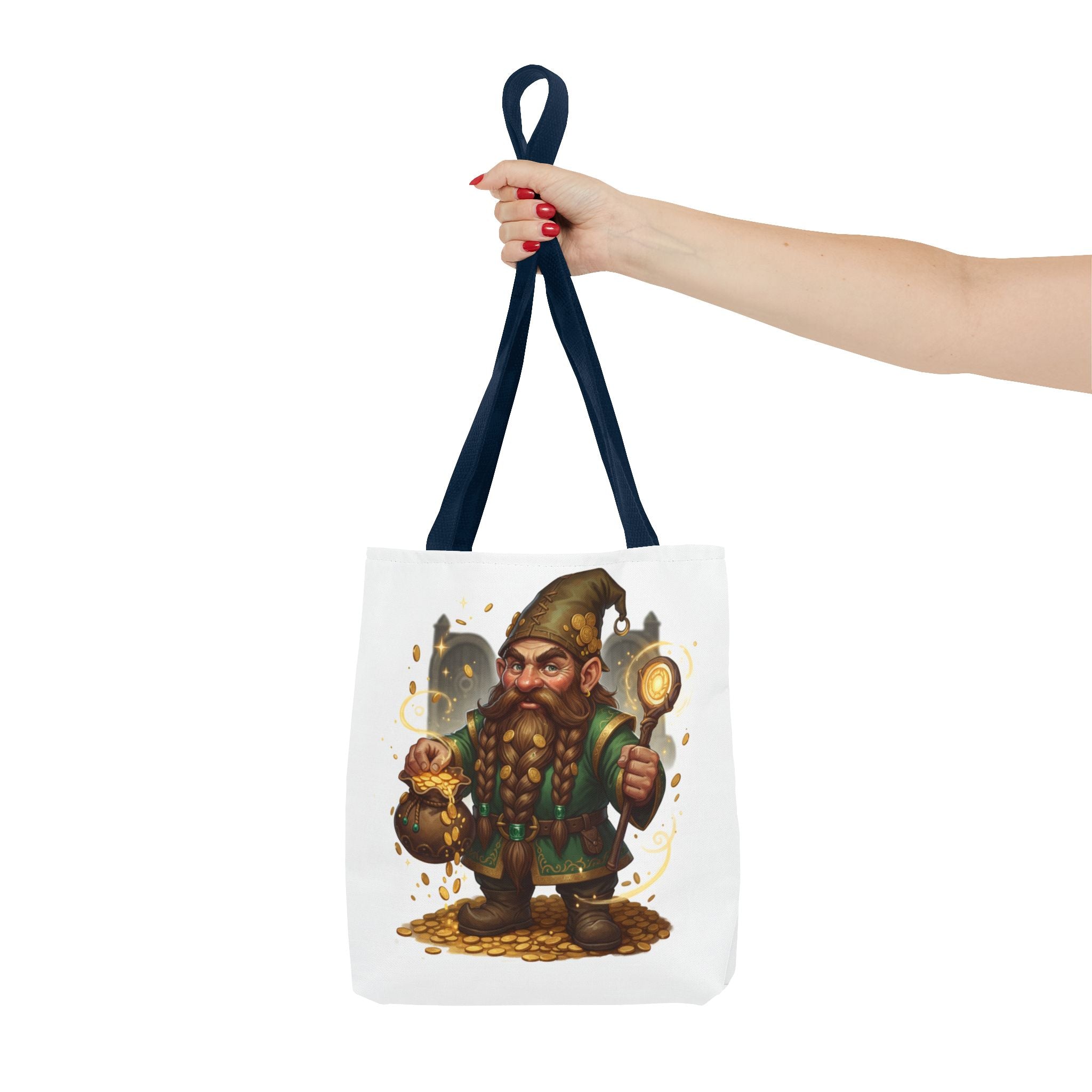 Gnome Goldkeeper Tote Bag – Fantasy Dwarf Coin Lover All-Over Print Tote