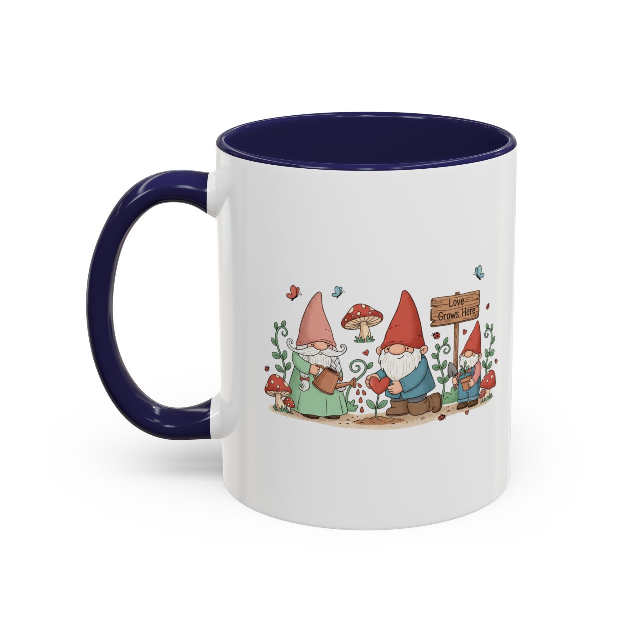 Gnome Garden Coffee Mug — Cute ‘Love Grows Here’ Accent Mug