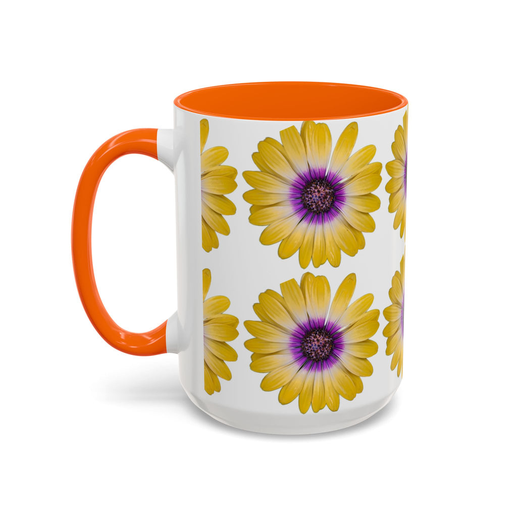 Yellow Purple Daisy Accent Coffee Mug – Floral Pattern 11/15oz
