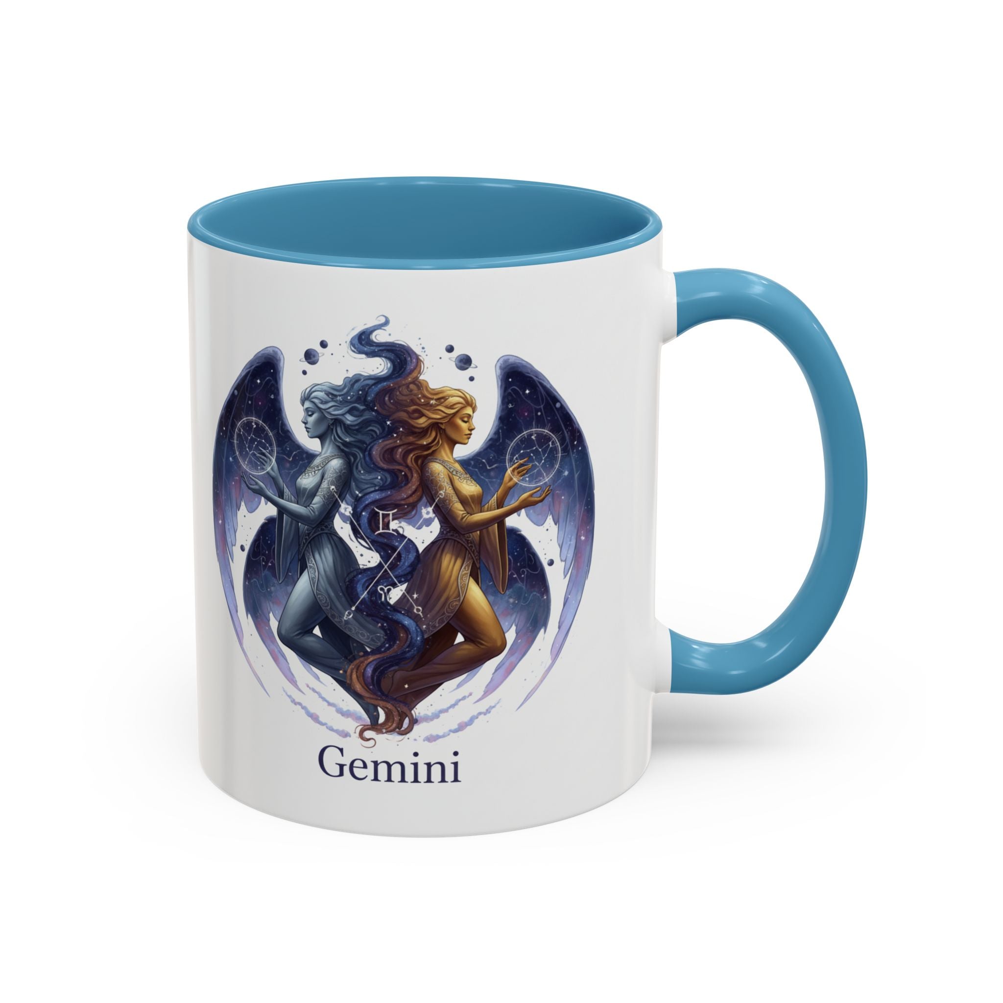 Gemini Zodiac Coffee Mug — Twin Stars Astrology Accent Mug (11/15oz)