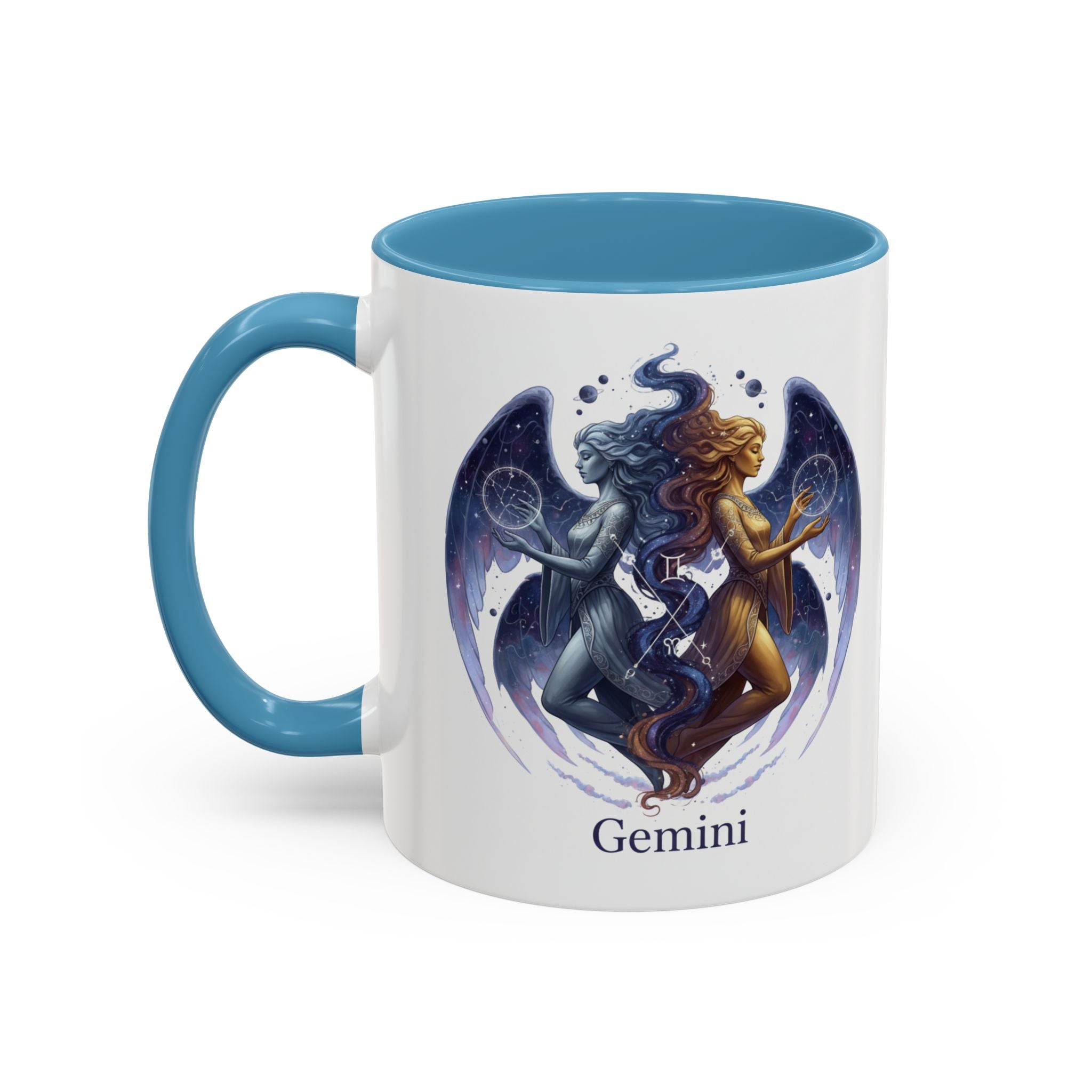Gemini Zodiac Coffee Mug — Twin Stars Astrology Accent Mug (11/15oz)