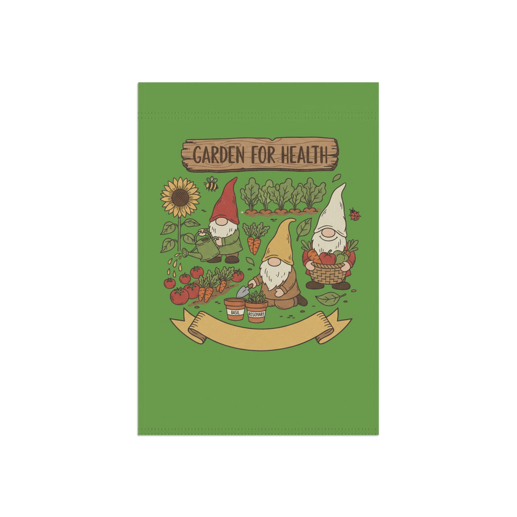 Garden Gnome Flag – "Garden for Health" Decorative House & Garden Banner