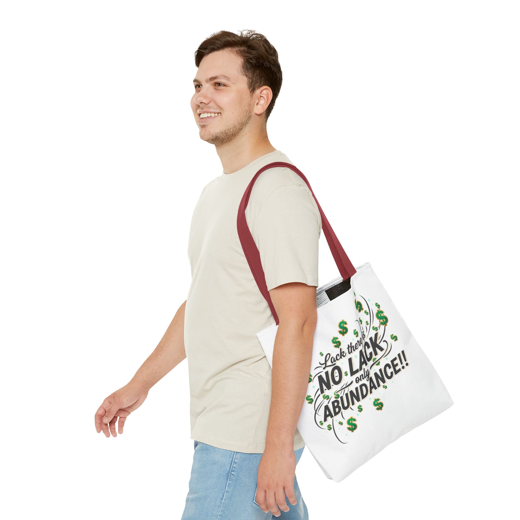 Abundance Tote Bag — "No Lack Only Abundance" Motivational Money Design