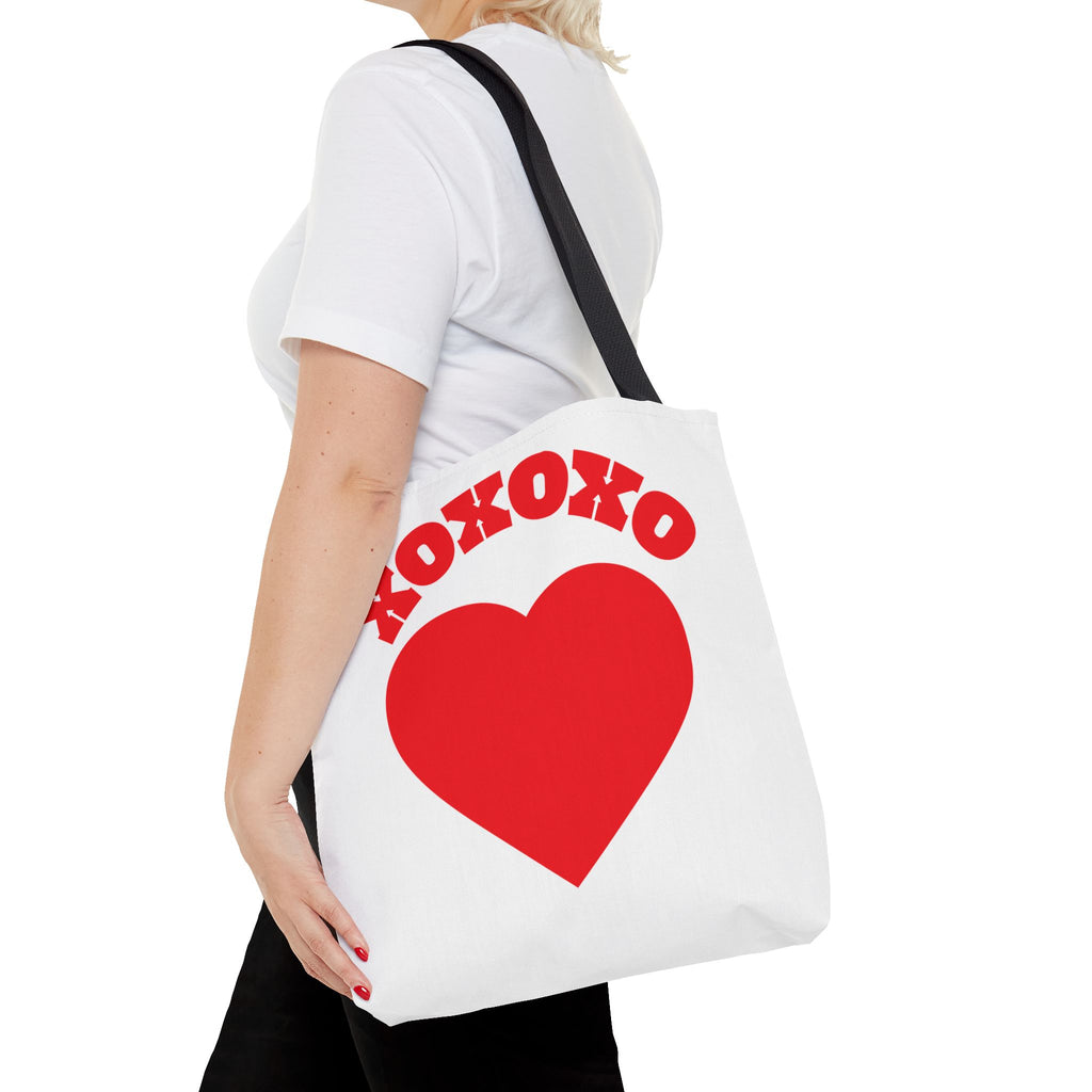 Valentine Heart 'XOXOXO' Tote Bag — Romantic Red Heart Canvas Tote for Valentine's Day