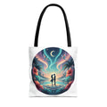 Romantic Moonlit Beach Tote Bag — Couple Silhouette Tropical Night Print