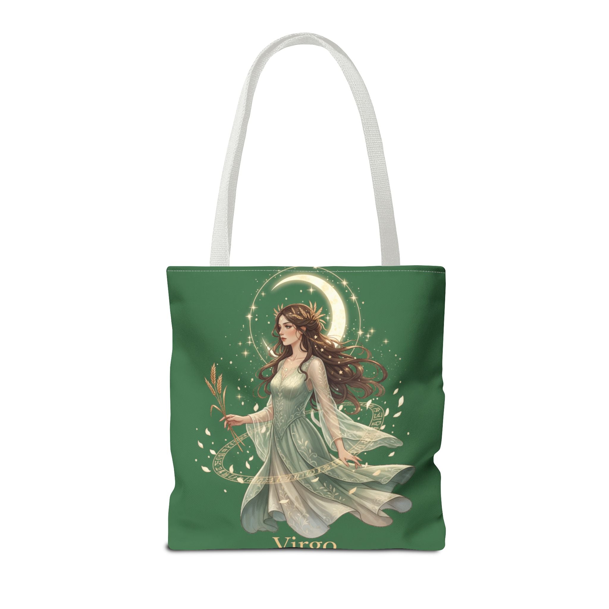 Mystic Moon Goddess Tote Bag — Ethereal Green All-Over Print Tote