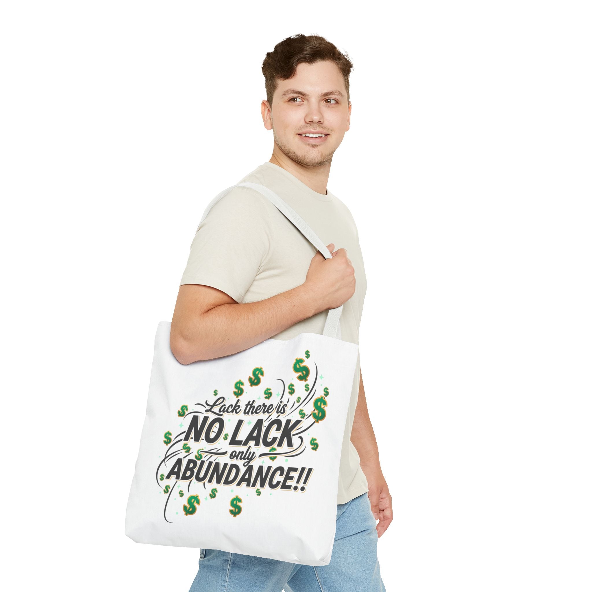 Abundance Tote Bag — "No Lack Only Abundance" Motivational Money Design