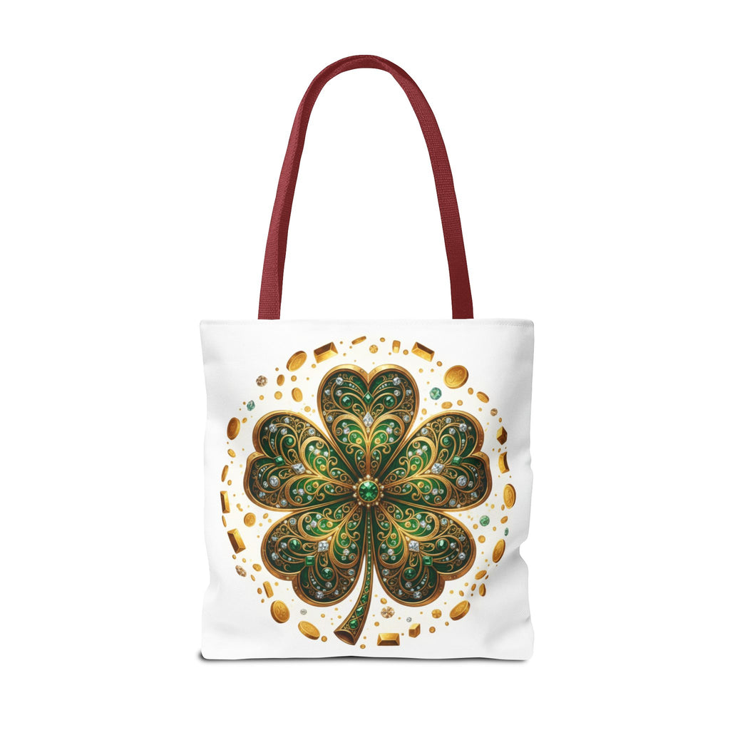 Celtic Shamrock Tote Bag — Green Four-Leaf Clover St. Patrick’s Day All-Over Print
