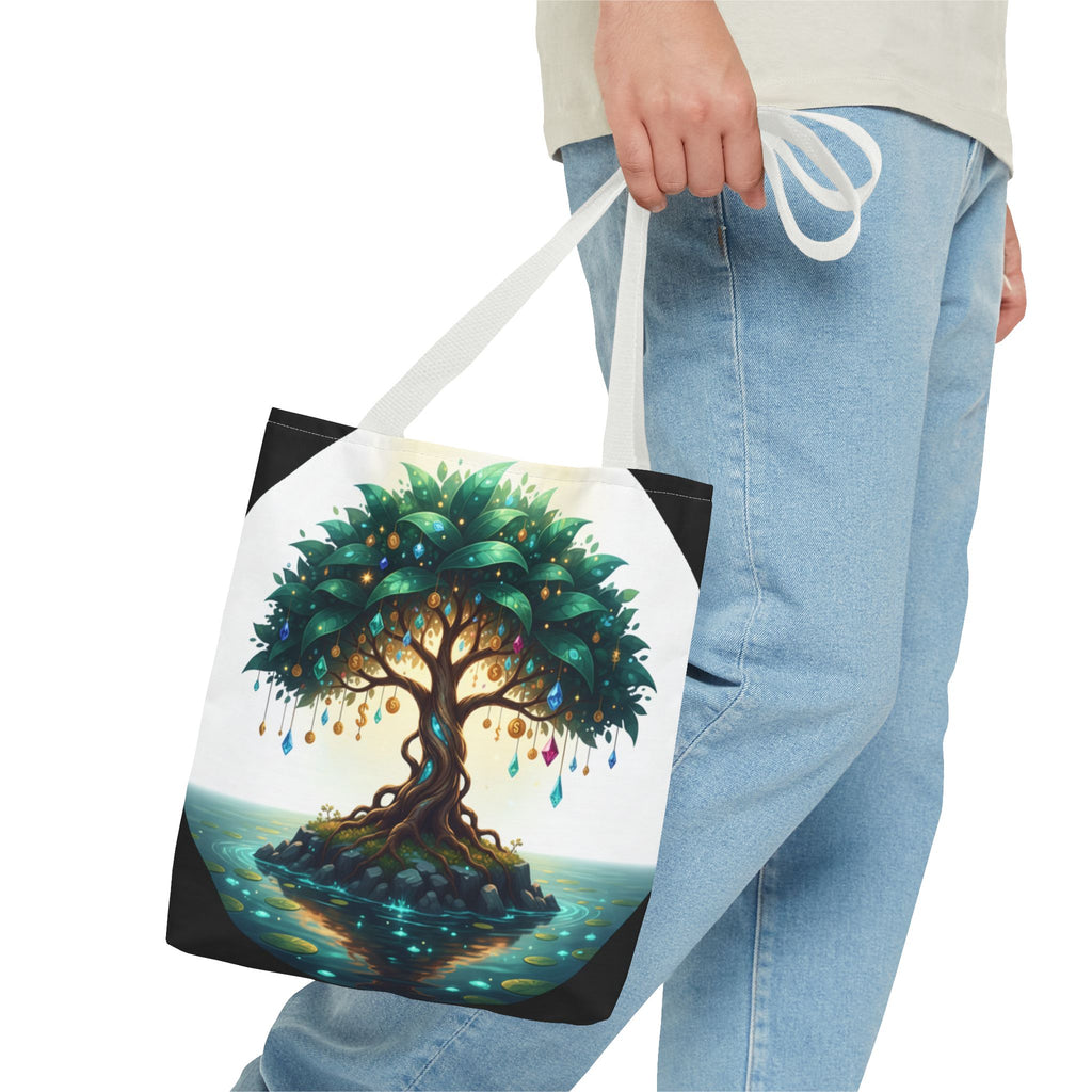 Enchanted Tree Tote Bag - Mystical Gem-Decorated Tree All-Over Print