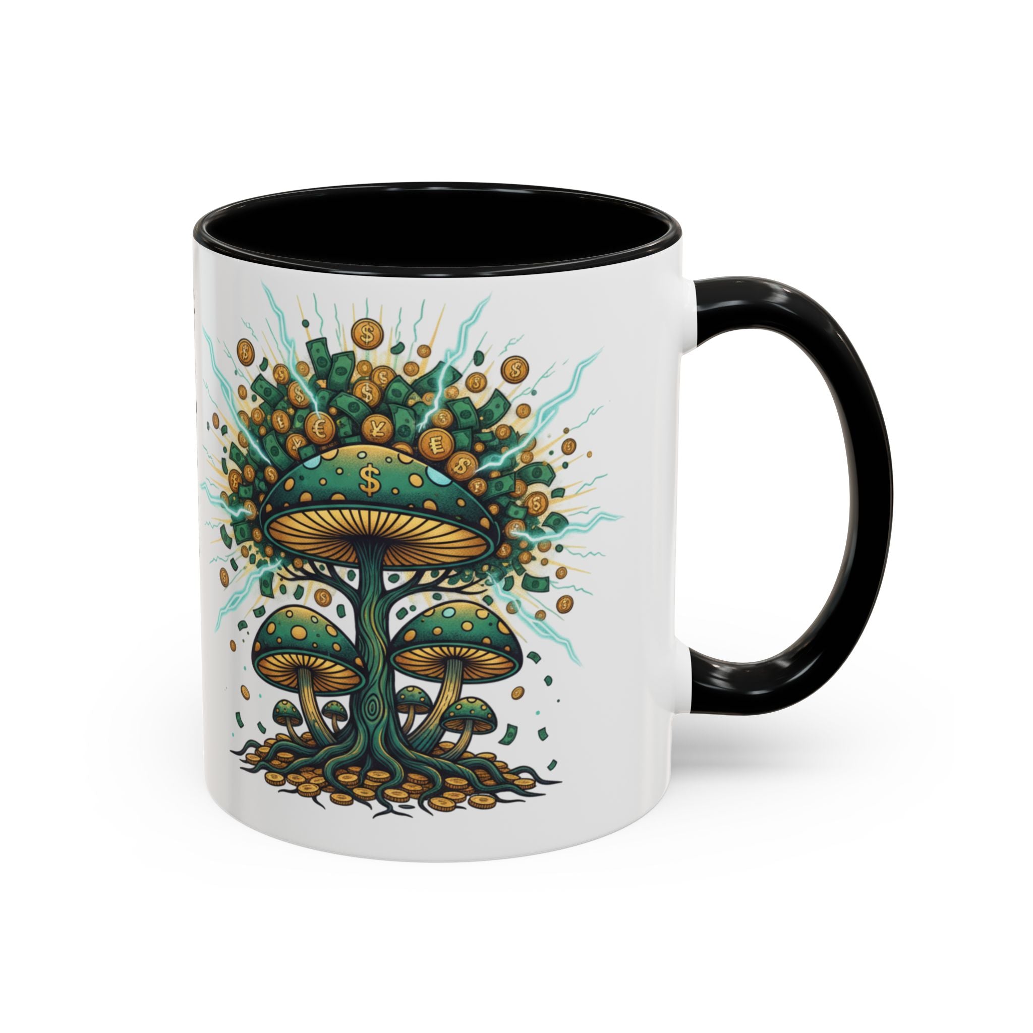 Accent Coffee Mug — 'Money Flows to Me Freely' Mushroom Abundance Design (11/15oz)