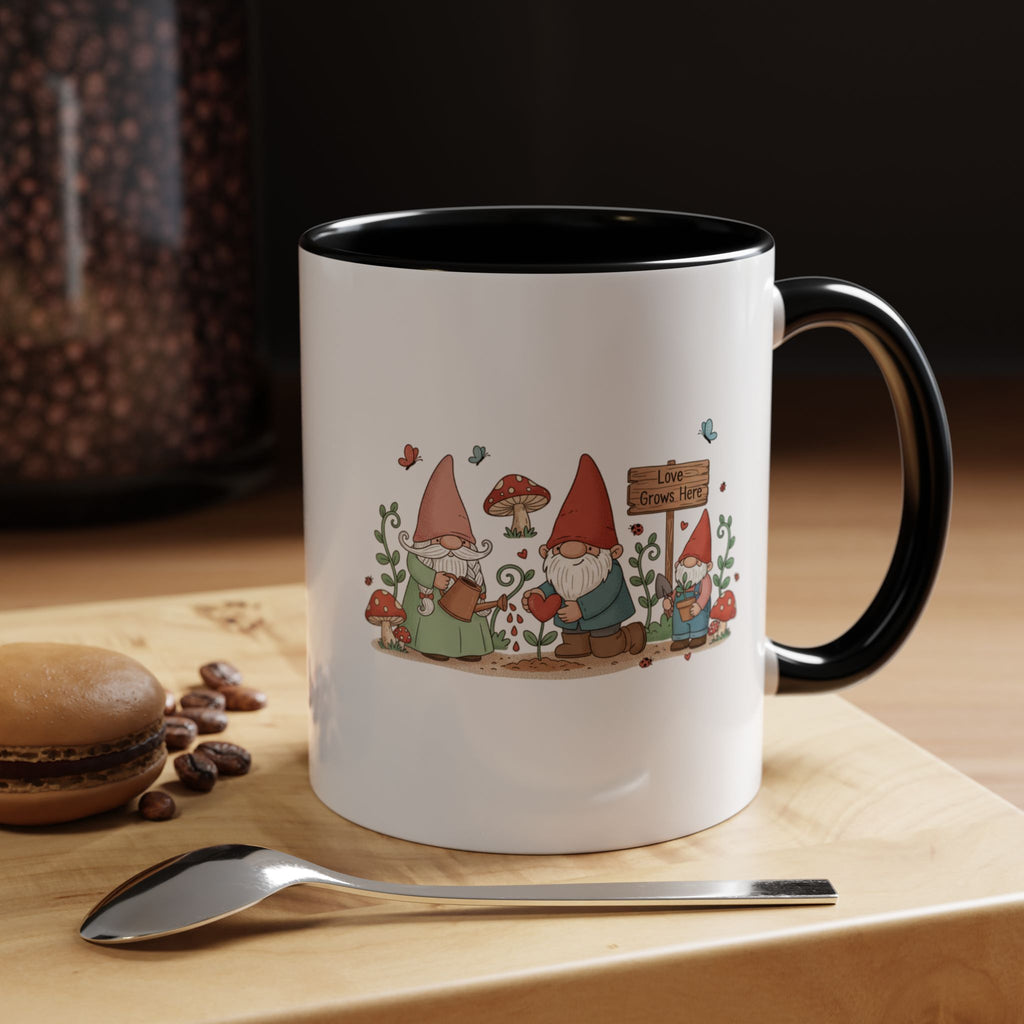 Gnome Garden Coffee Mug — Cute ‘Love Grows Here’ Accent Mug