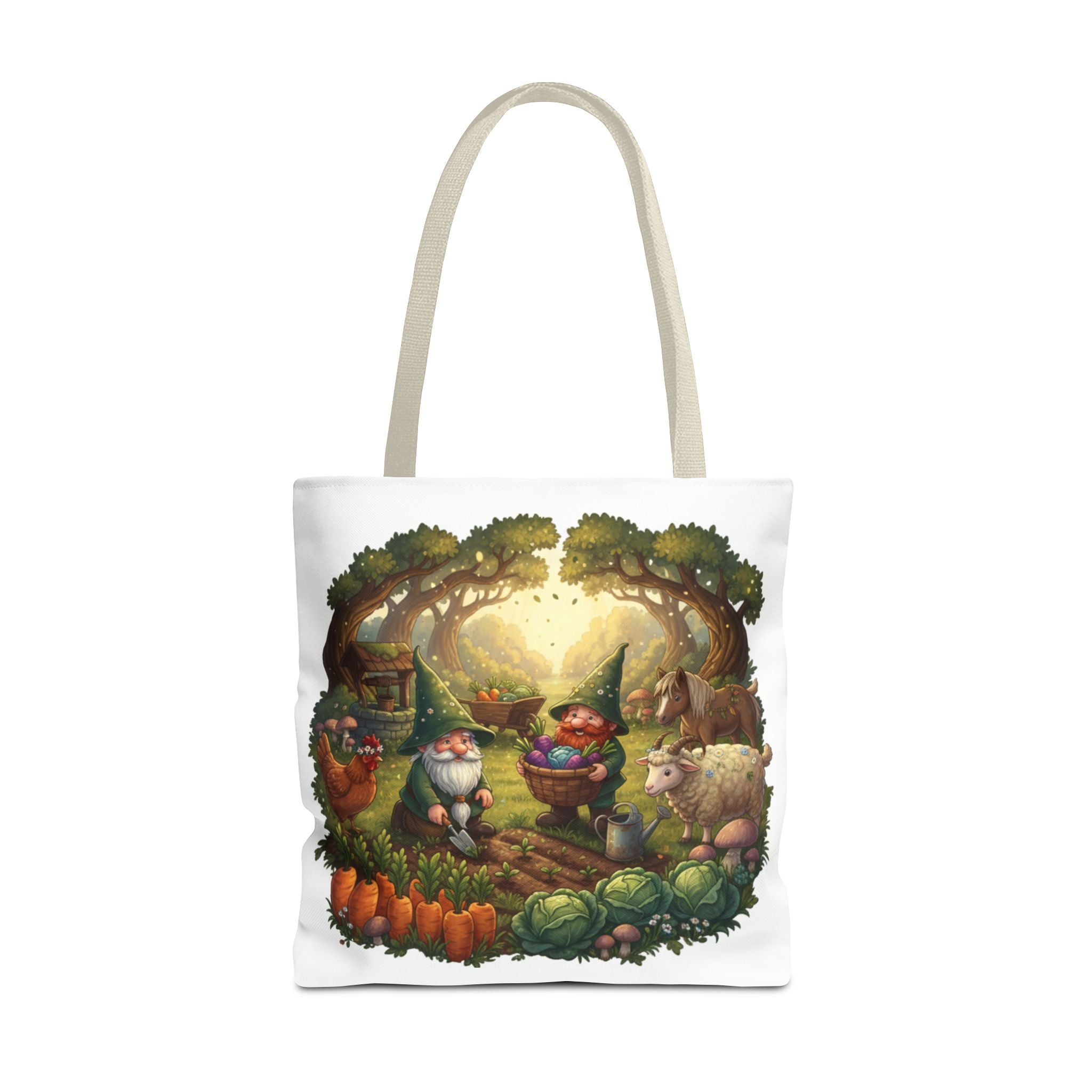 Gnome Garden Tote Bag — Whimsical Woodland Market Illustration