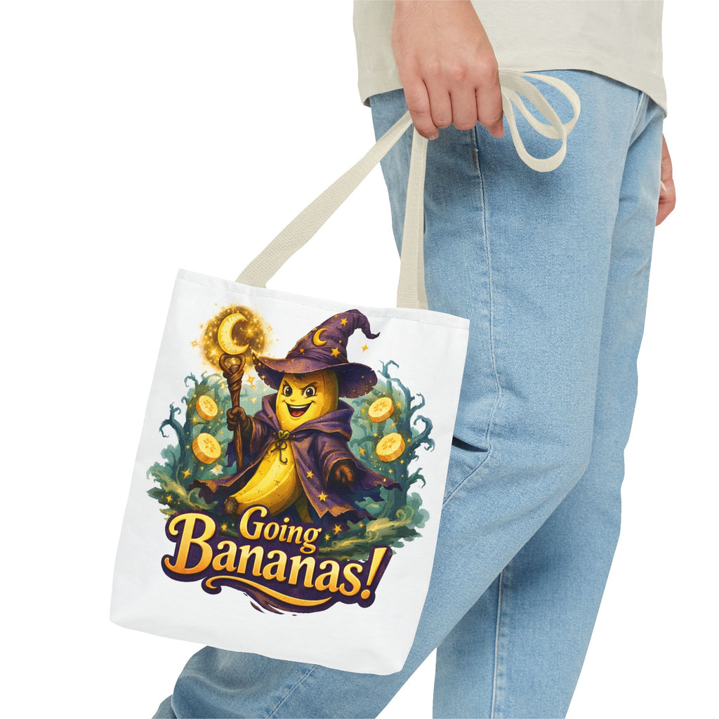 Going Bananas! Witch Banana Tote Bag — Cute Halloween Grocery & Trick-or-Treat Tote