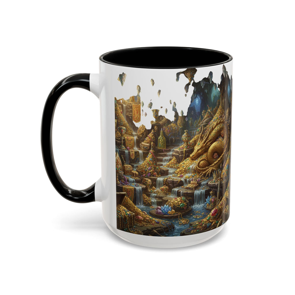 Dragon Hoard Accent Coffee Mug — Fantasy Treasure Landscape (11/15 oz)