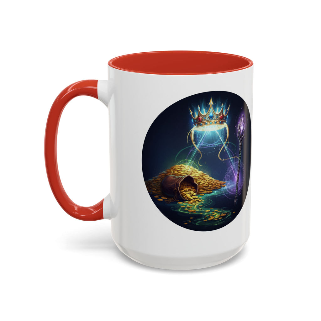 Magic Crown Coffee Mug — Fantasy Wizard Staff & Spilled Gold Accent Mug (11/15 oz)