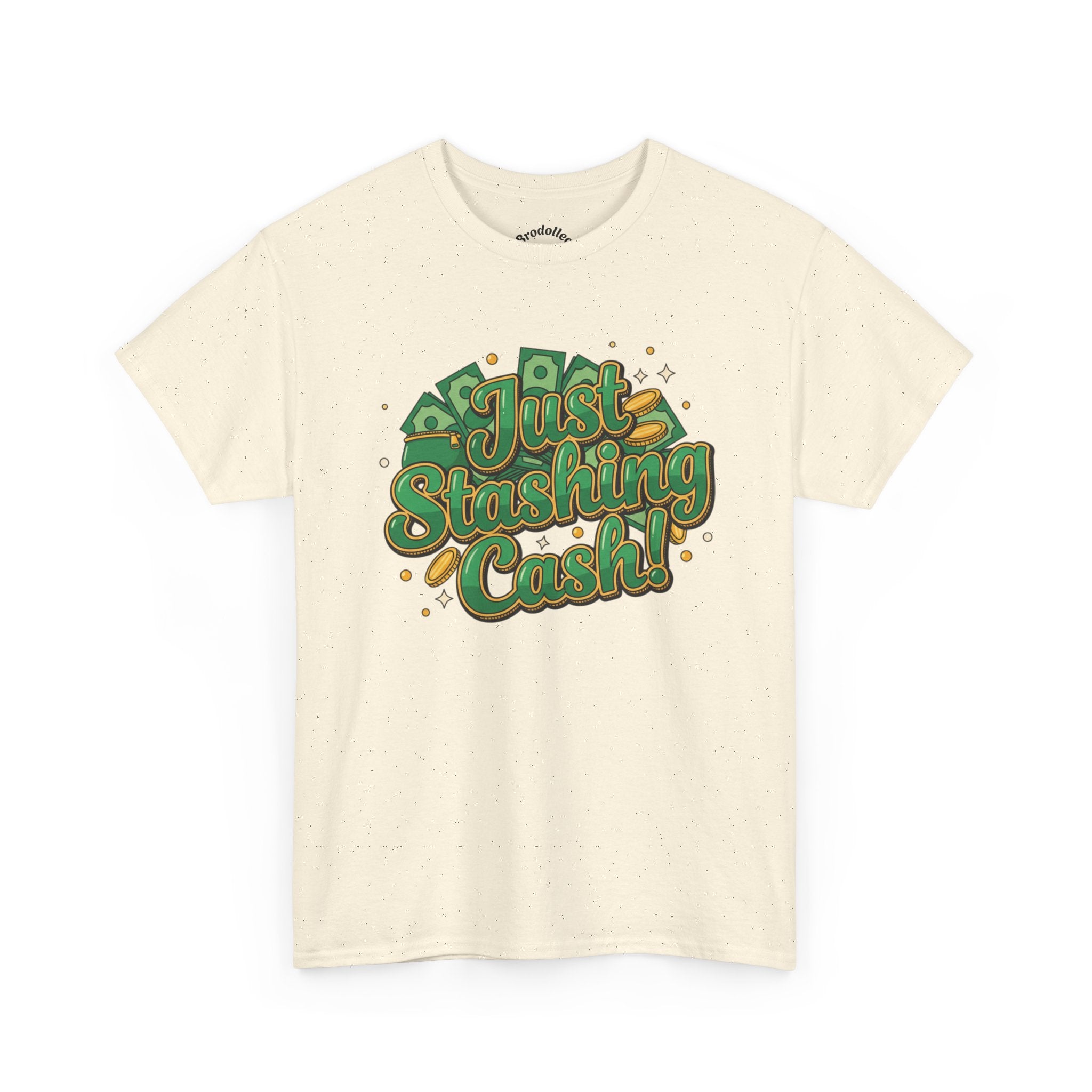 T‑Shirt — “Just Stashing Cash!” Retro Script Money Graphic Tee