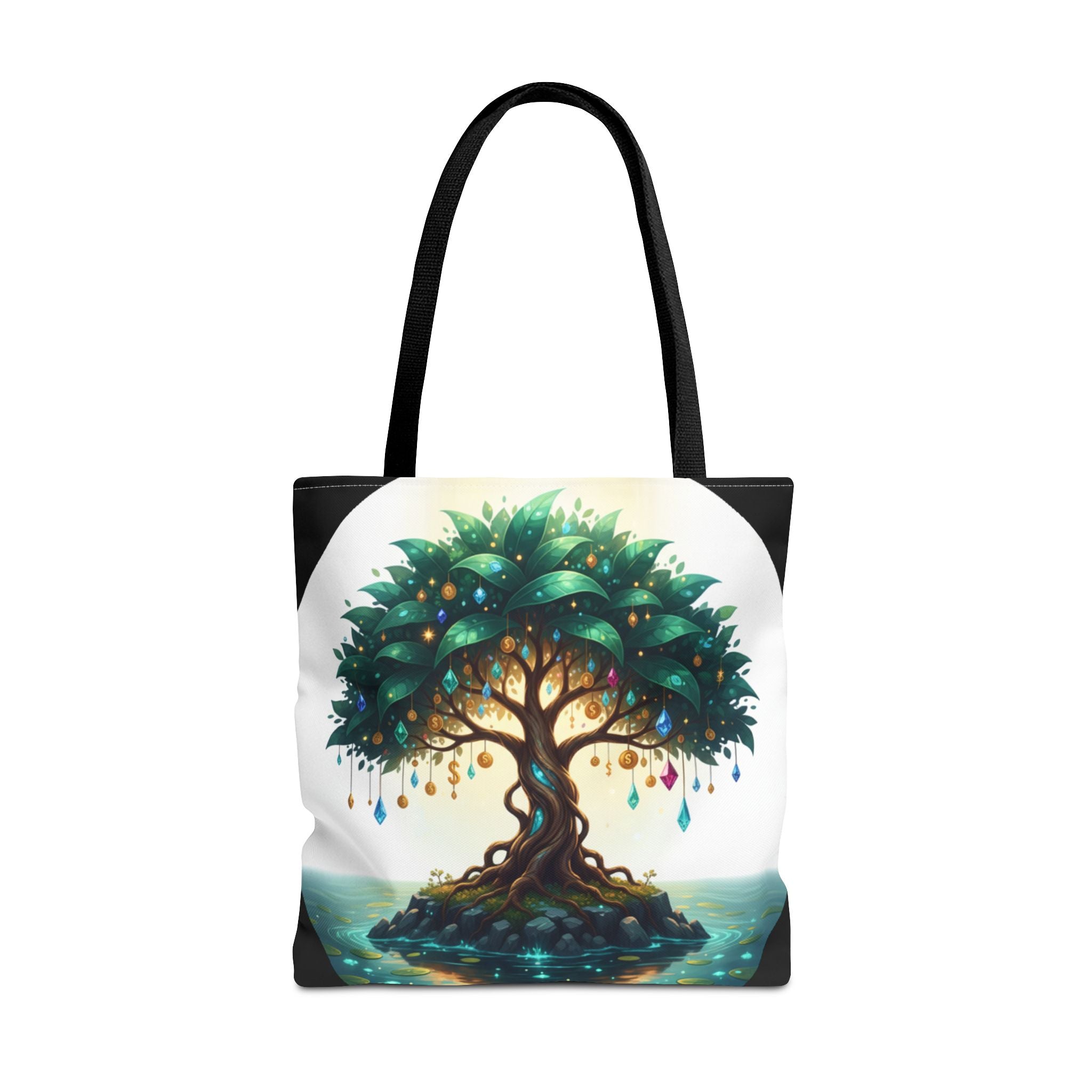 Enchanted Tree Tote Bag - Mystical Gem-Decorated Tree All-Over Print