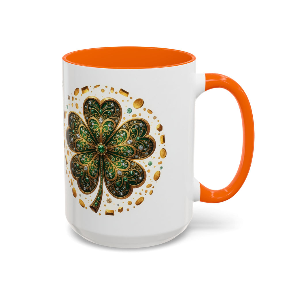 St. Patrick's Shamrock Coffee Mug — "Money Flows to Me" Lucky Charm Accent Mug