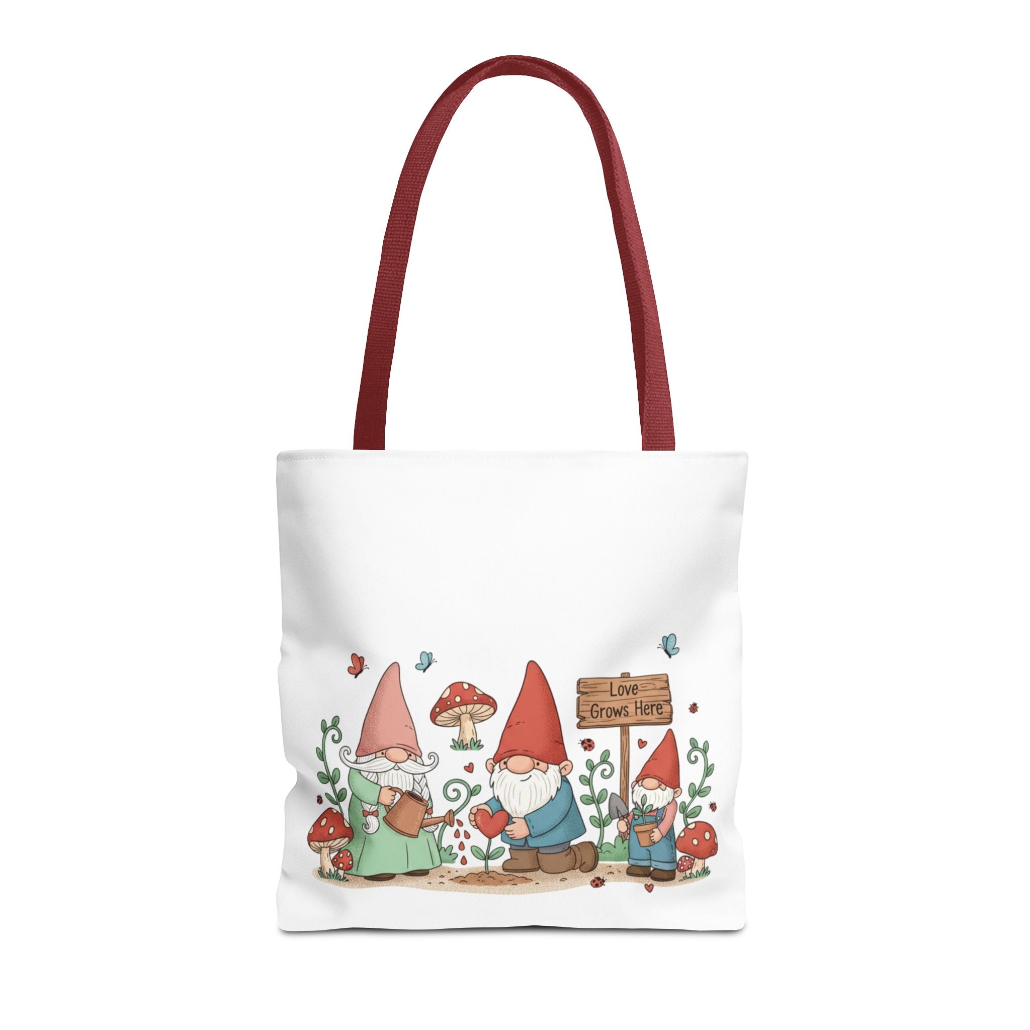 Gnome Garden Tote Bag – Cute Mushroom Gnomes All-Over Print