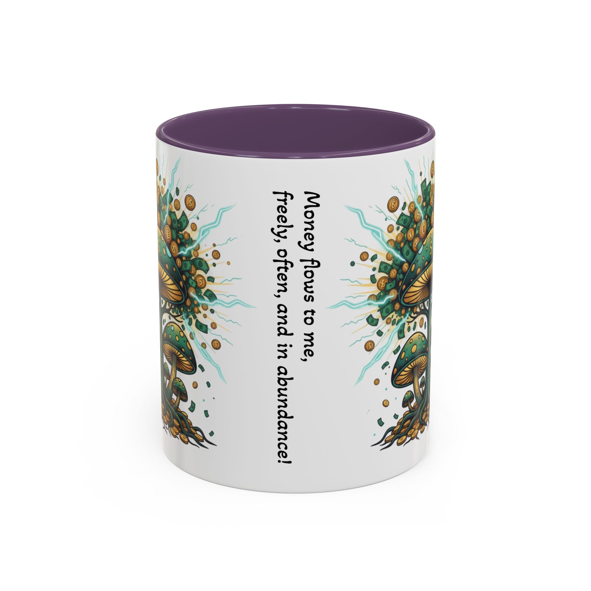 Accent Coffee Mug — 'Money Flows to Me Freely' Mushroom Abundance Design (11/15oz)