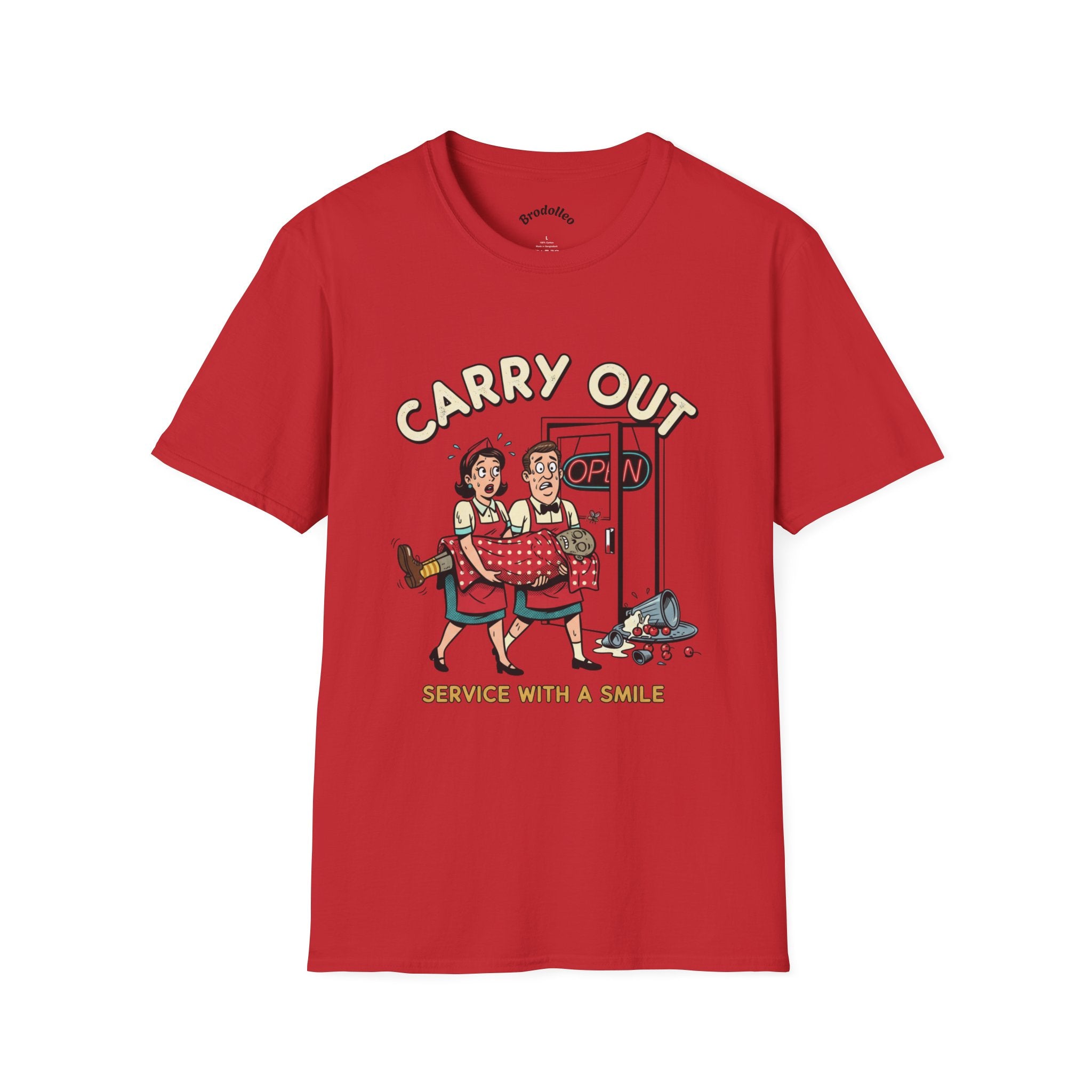 Carry Out T-Shirt — Retro 'Carry Out: Service With a Smile' Vintage Diner Tee