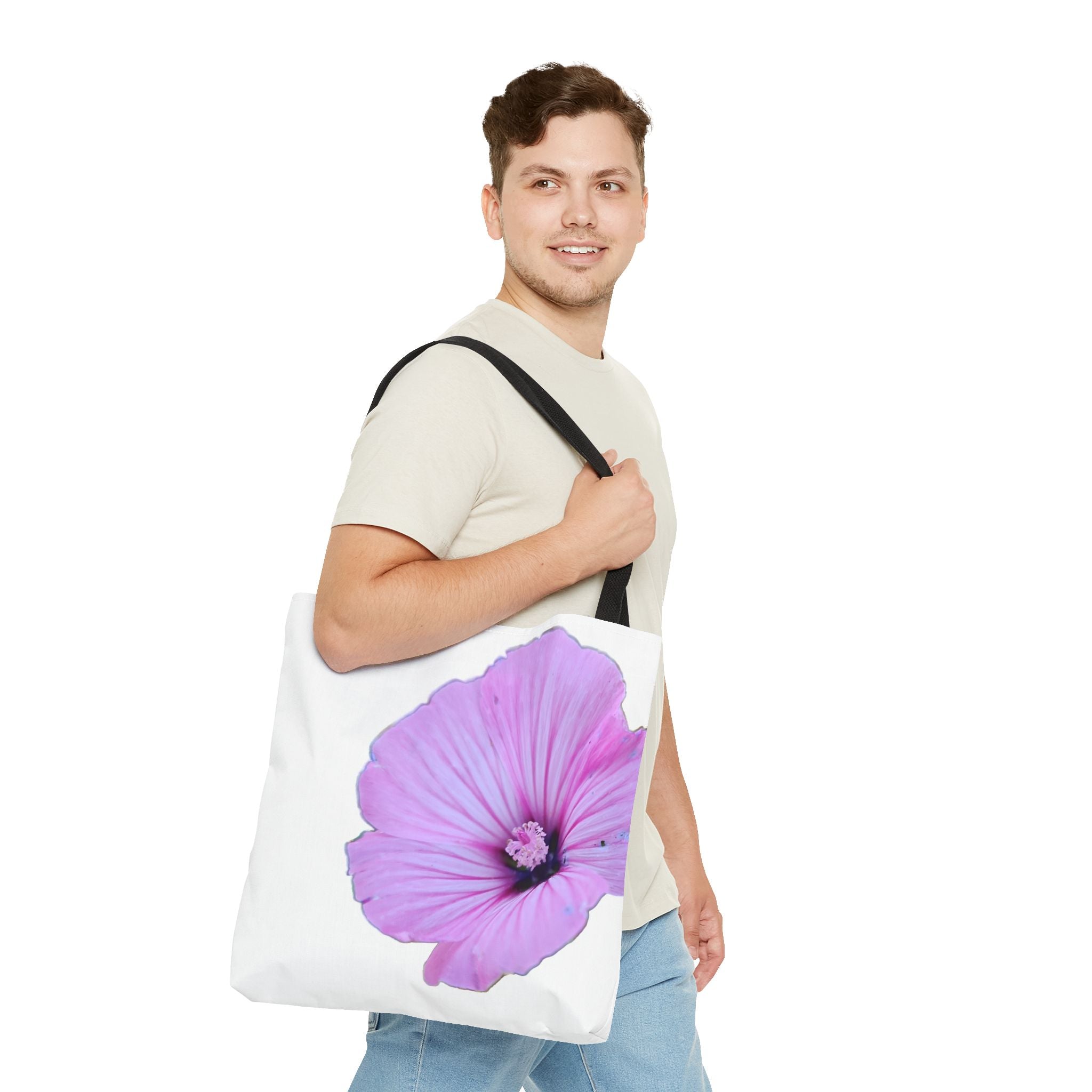 Floral Pink Hibiscus Tote Bag — Large Botanical Beach & Market Tote