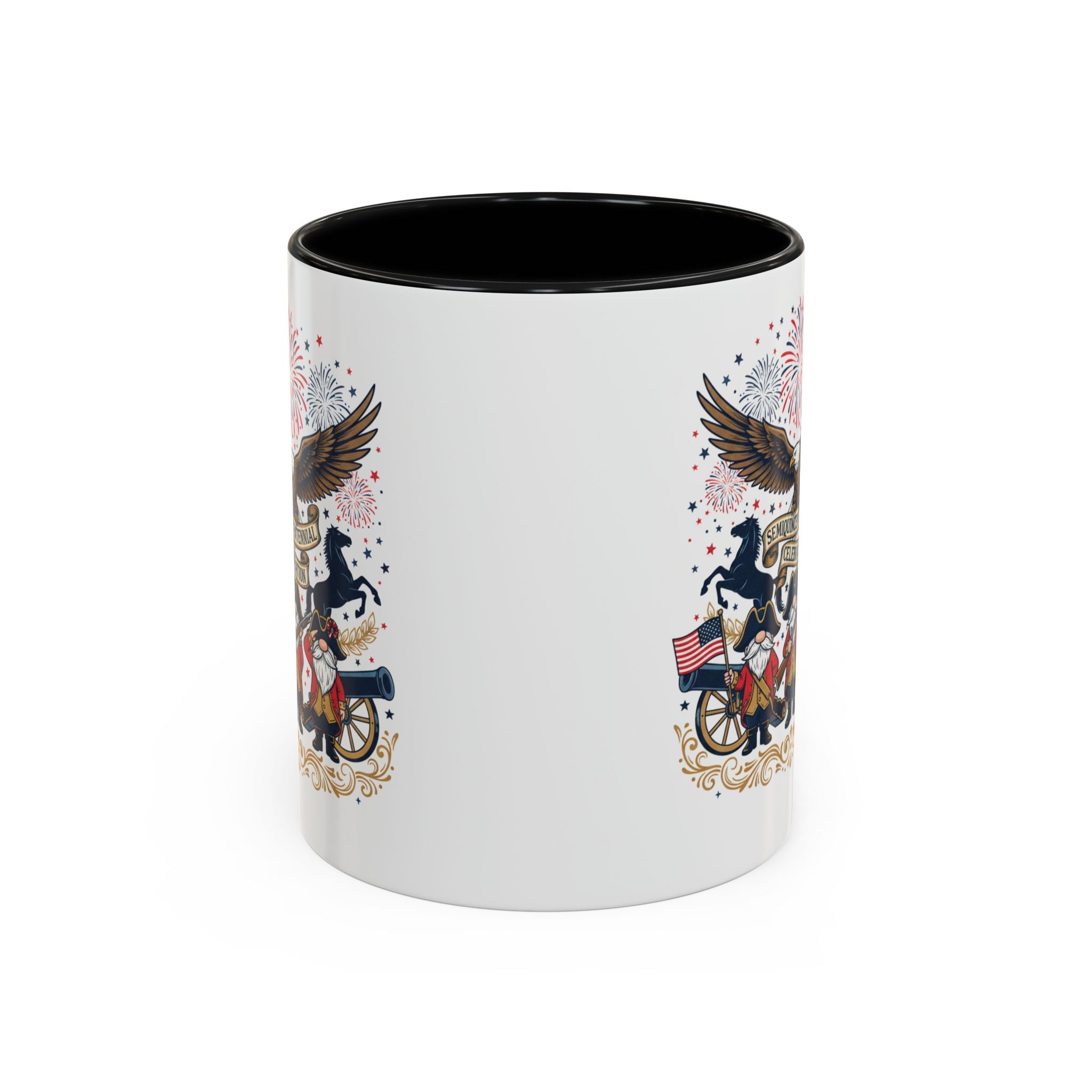 Patriotic Eagle & Revolutionary Soldiers Coffee Mug — Bicentennial Celebration Accent Mug