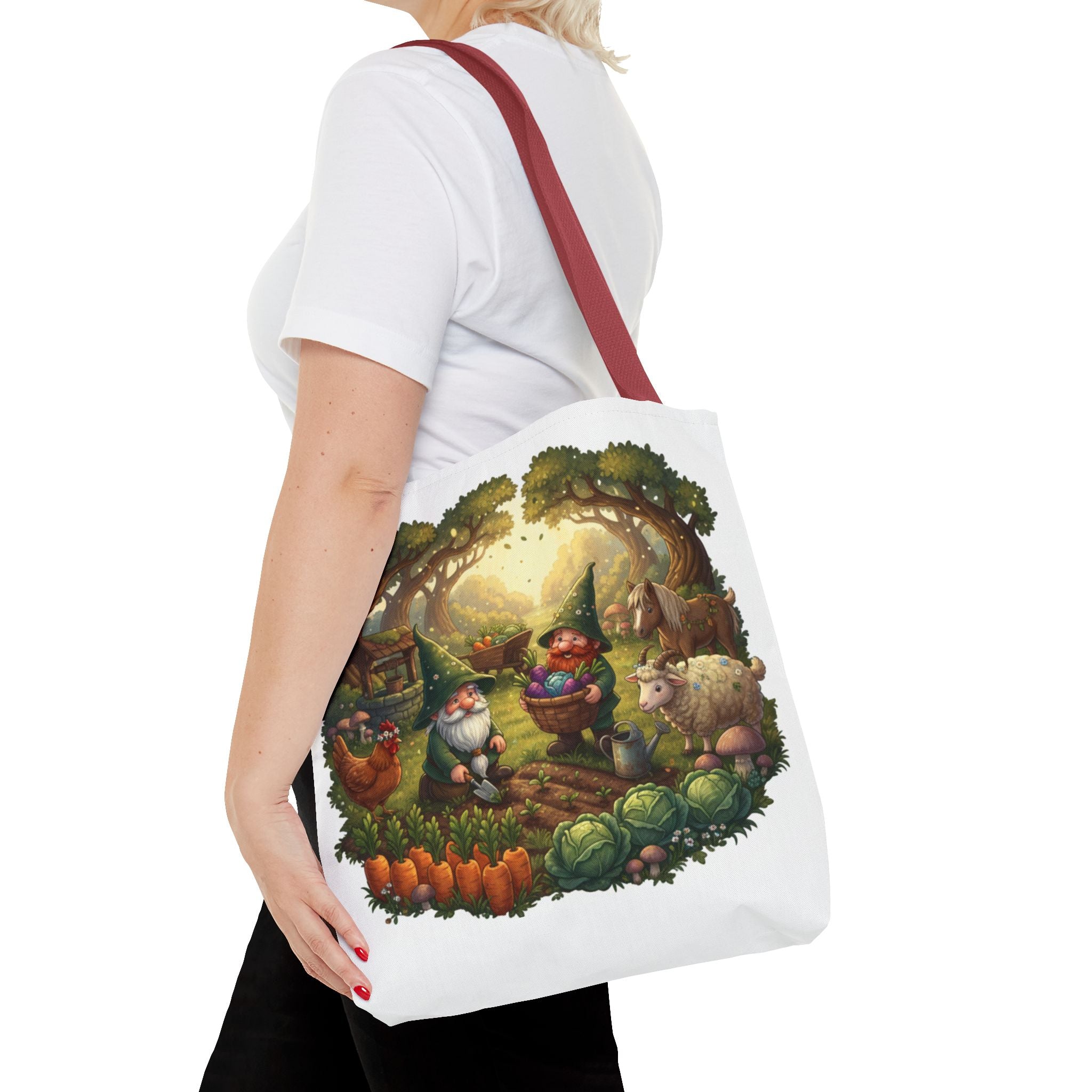 Gnome Garden Tote Bag — Whimsical Woodland Market Illustration