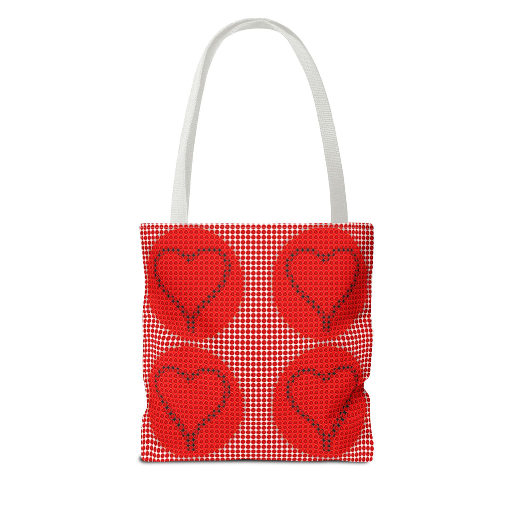 Heart Pattern Tote Bag — Red Valentine All-Over Print Canvas Tote