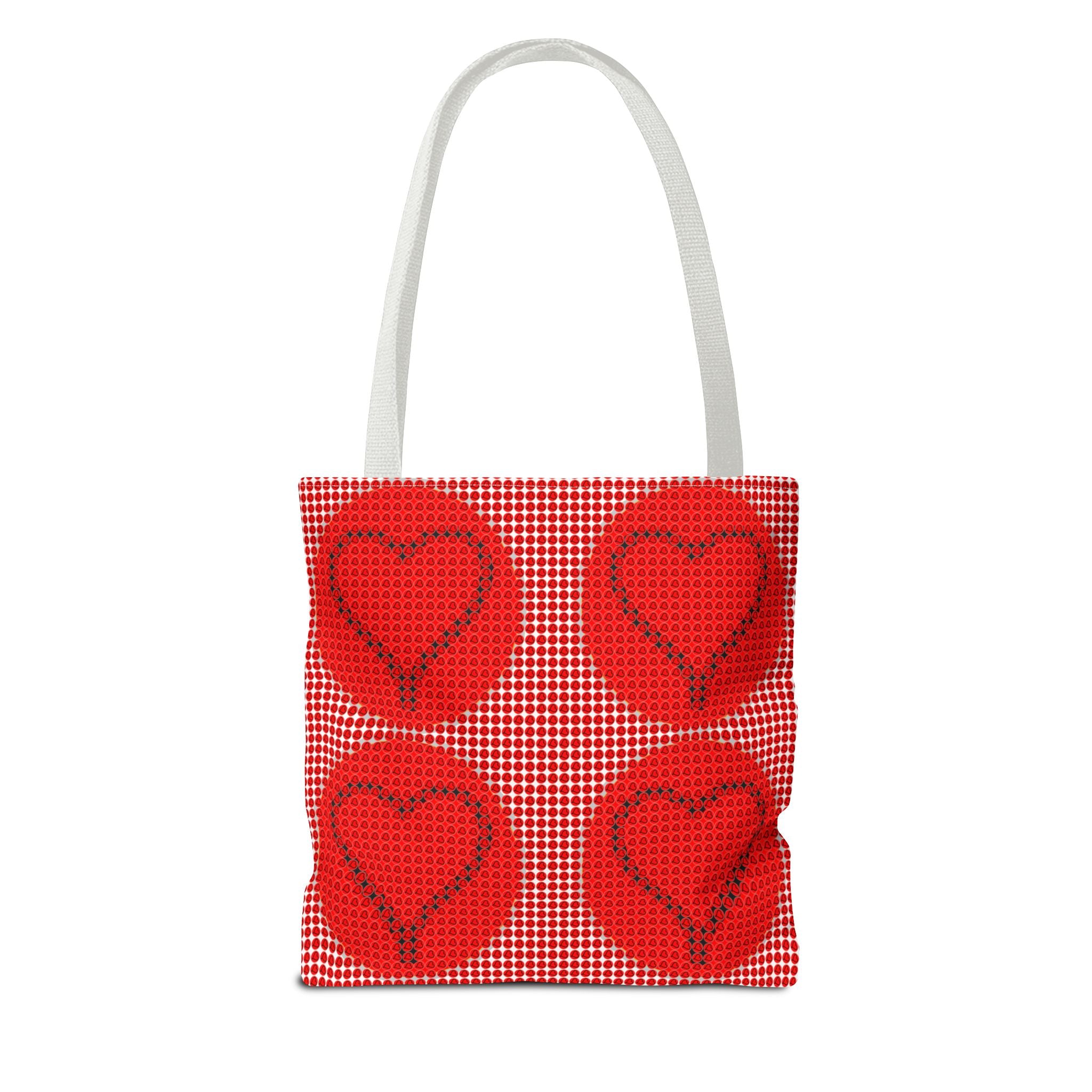 Heart Pattern Tote Bag — Red Valentine All-Over Print Canvas Tote