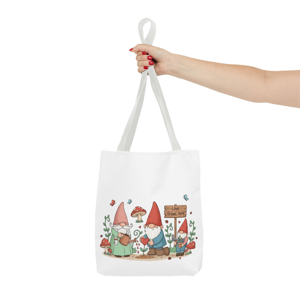 Gnome Garden Tote Bag – Cute Mushroom Gnomes All-Over Print