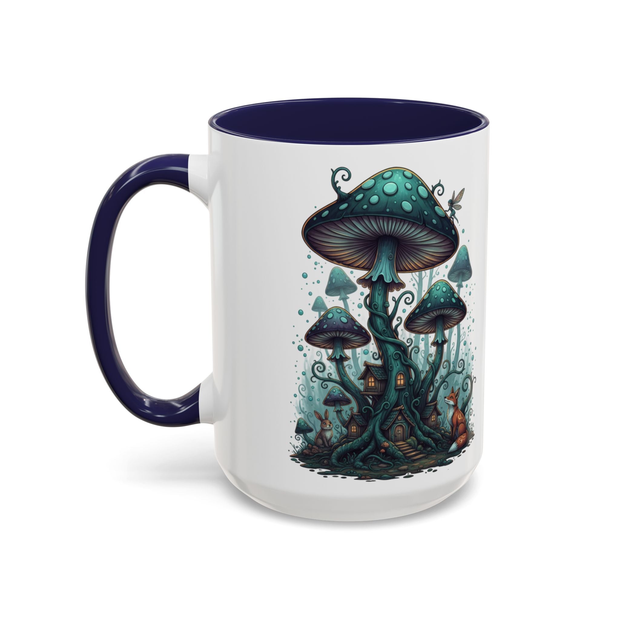 Enchanted Mushroom Cottage Coffee Mug — Fantasy Forest Accent Mug