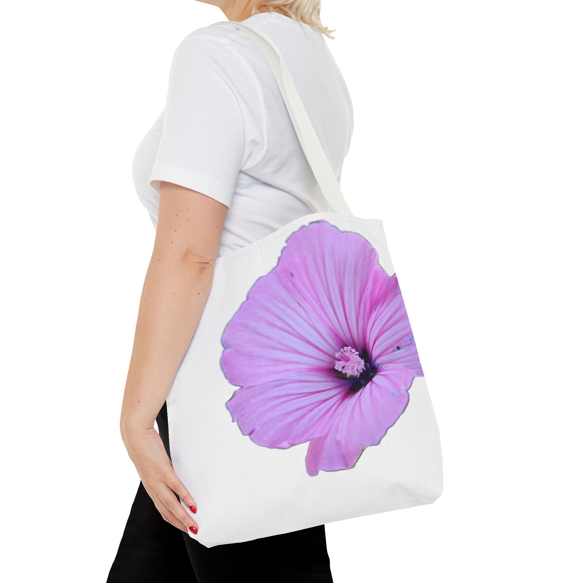Floral Pink Hibiscus Tote Bag — Large Botanical Beach & Market Tote