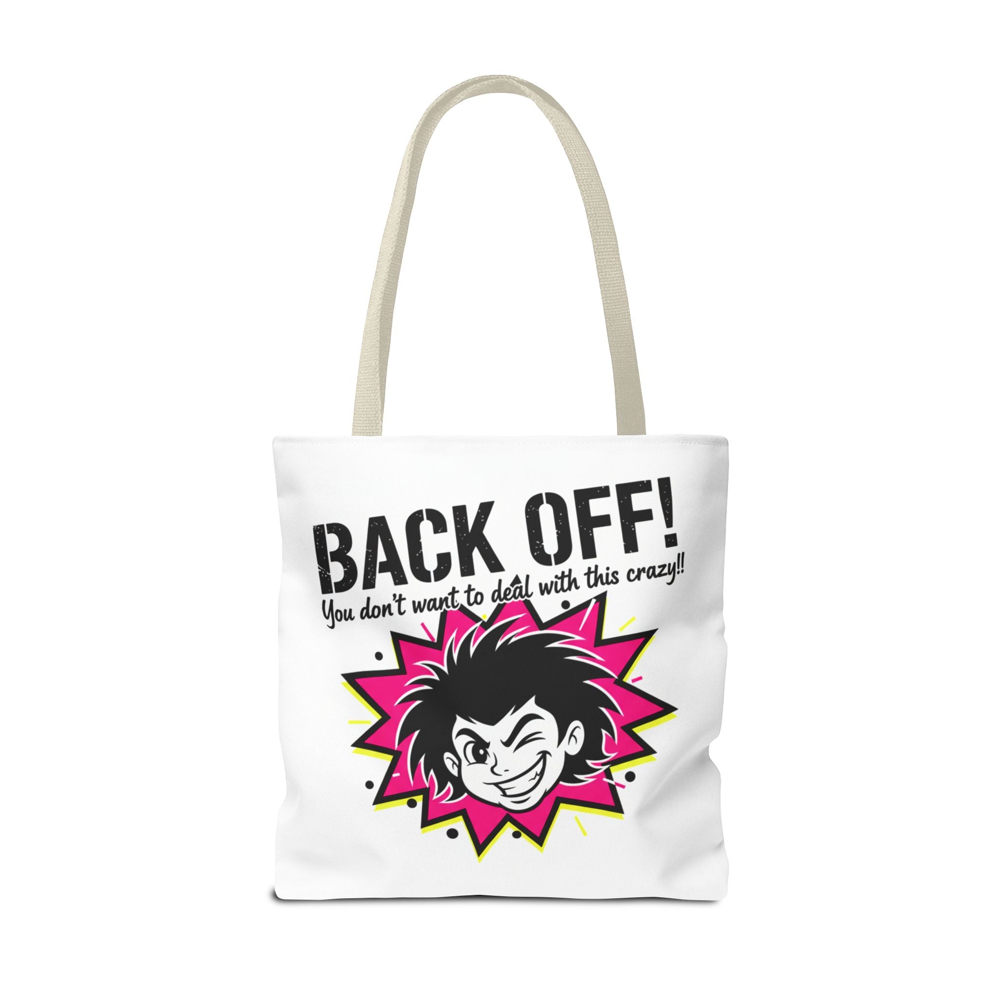 Back Off! Graphic Tote Bag — Funny Retro Punk Design