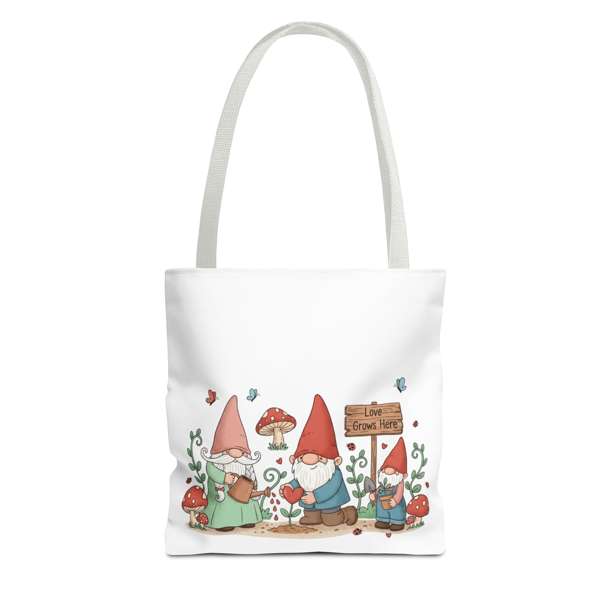 Gnome Garden Tote Bag – Cute Mushroom Gnomes All-Over Print