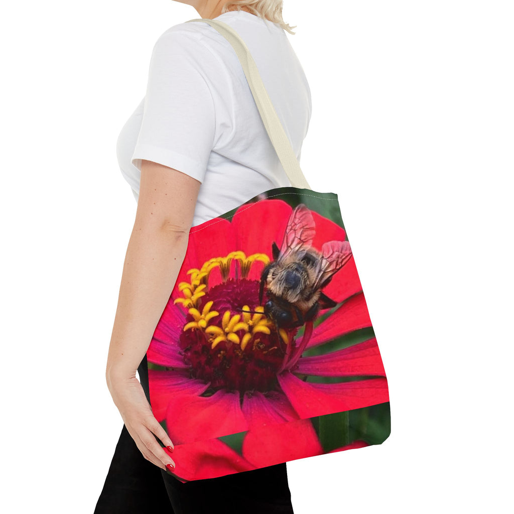 Floral Bee Tote Bag — Red Zinnia Garden Shopper