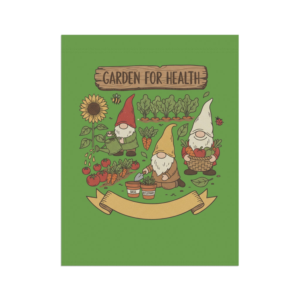 Garden Gnome Flag – "Garden for Health" Decorative House & Garden Banner