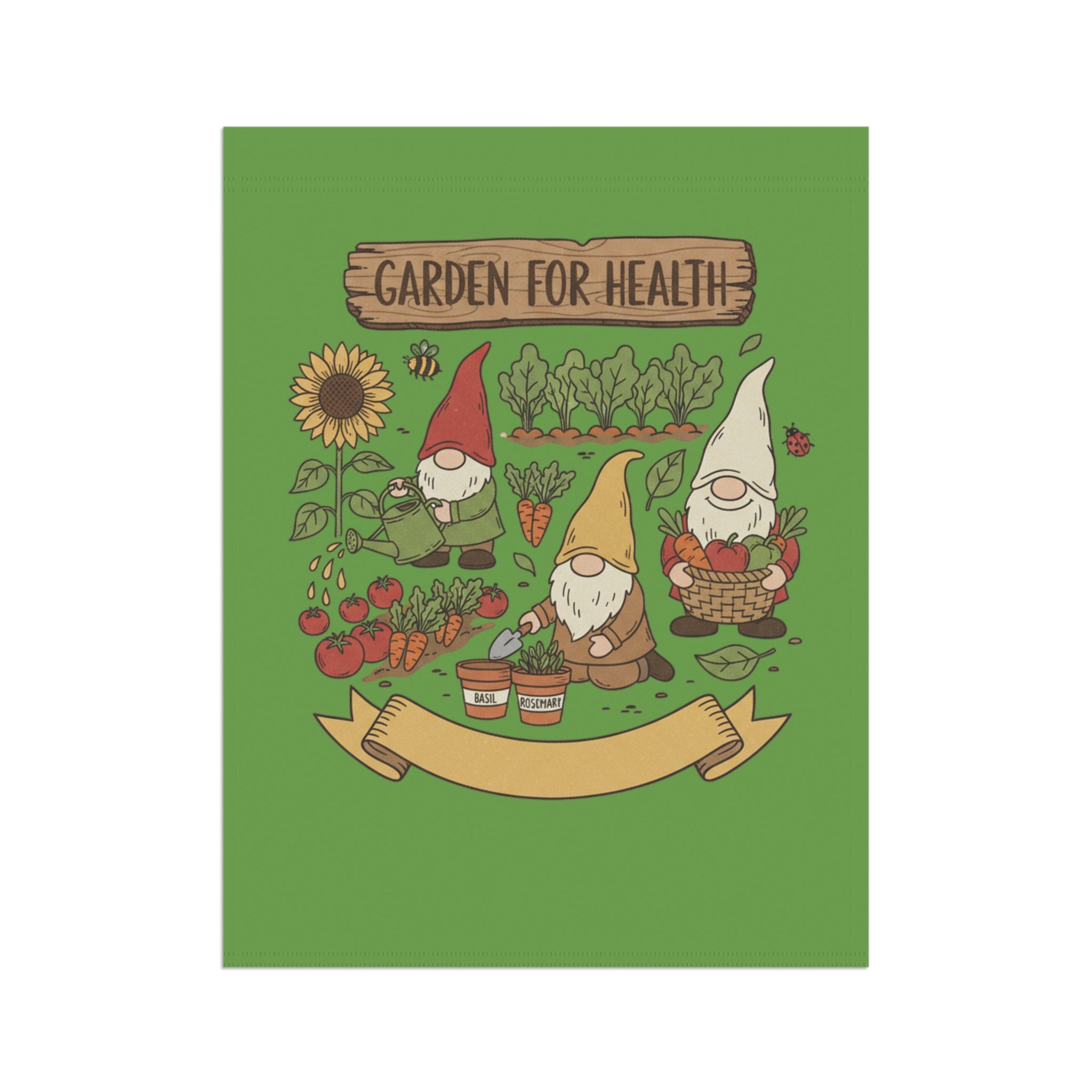 Garden Gnome Flag – "Garden for Health" Decorative House & Garden Banner